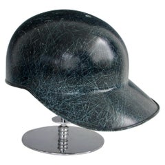 Casquette de batteur en fibre de verre bleu du milieu du siècle dernier par American Baseball Cap Co.