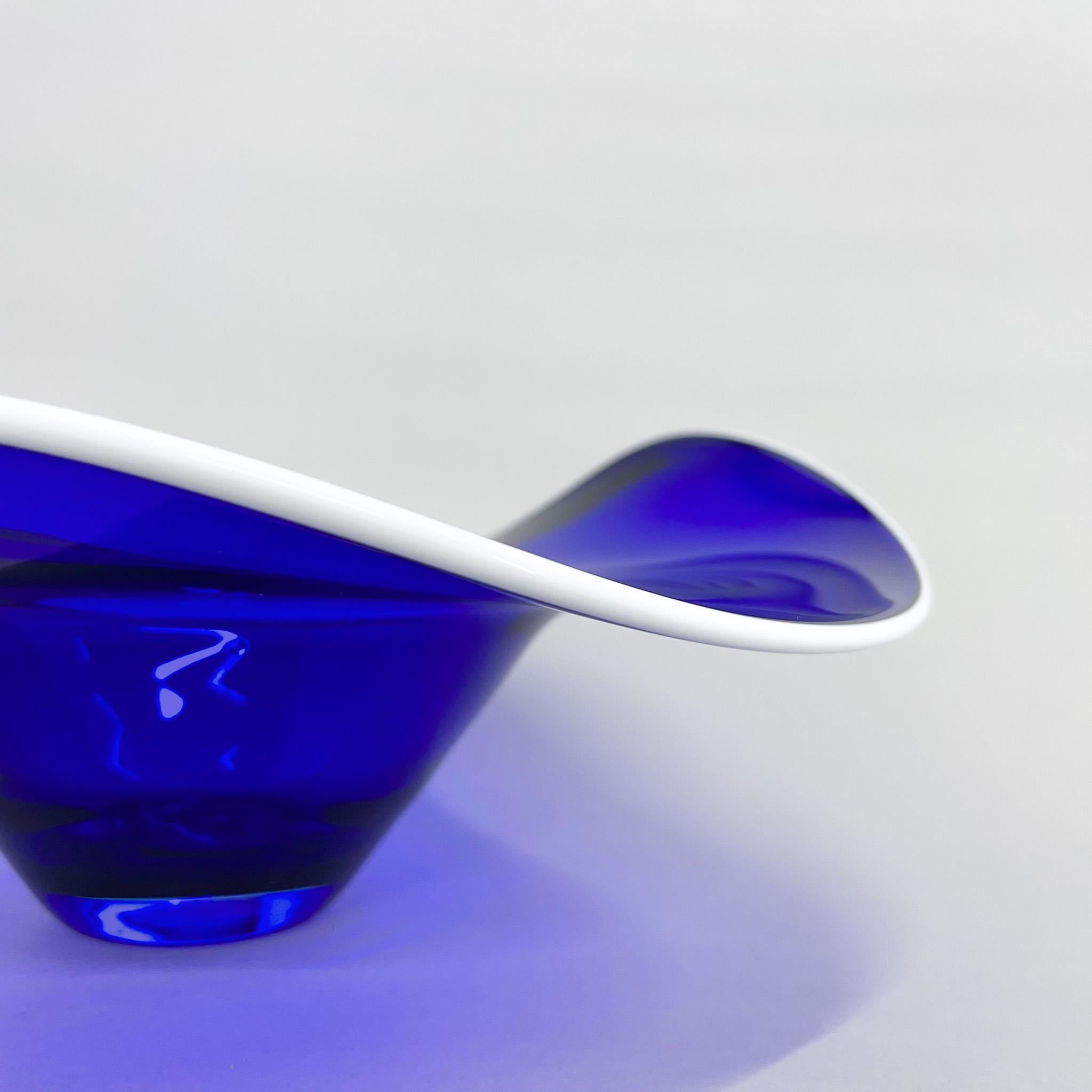 Late 20th Century Mid-Century Blue Glass Bowl, Czechoslovakia