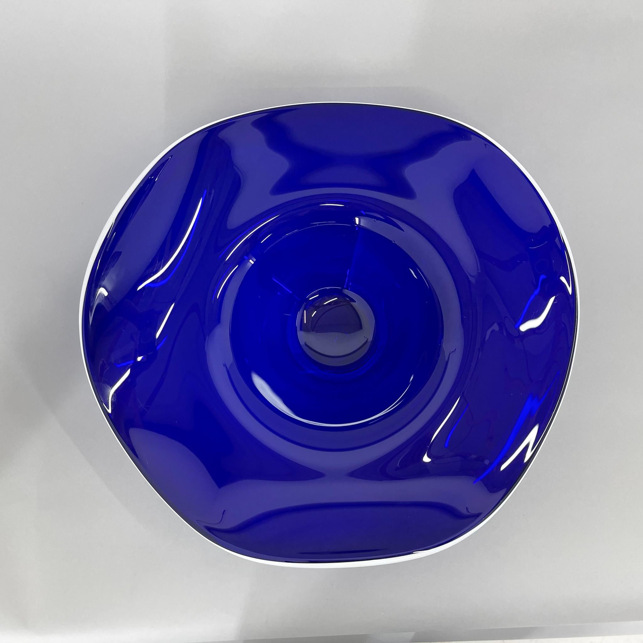 Mid-Century Blue Glass Bowl, Czechoslovakia 2