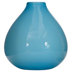 Mid-Century Blue Glass Bud Vase