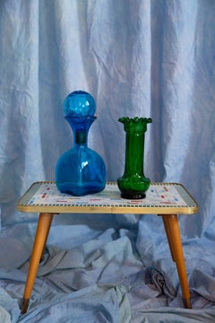 Mid Century Blue Glass Mini Bottle with Stopper, Italy, 1960s