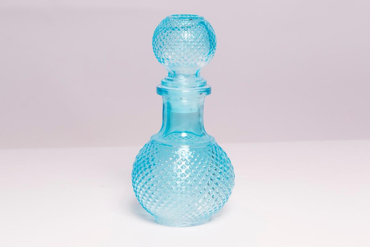 Blaue Mid-Century-Miniflasche aus Glas mit Stopper, Italien, 1960er Jahre im Angebot 2