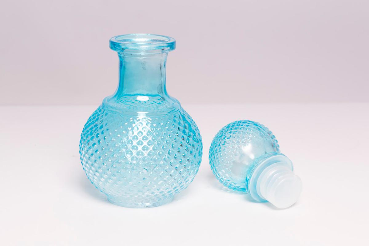 Mid Century Blue Glass Mini Bottle with Stopper, Italy, 1960s For Sale 3