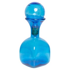 Blaue Mid-Century-Miniflasche aus Glas mit Stopper, Italien, 1960er Jahre
