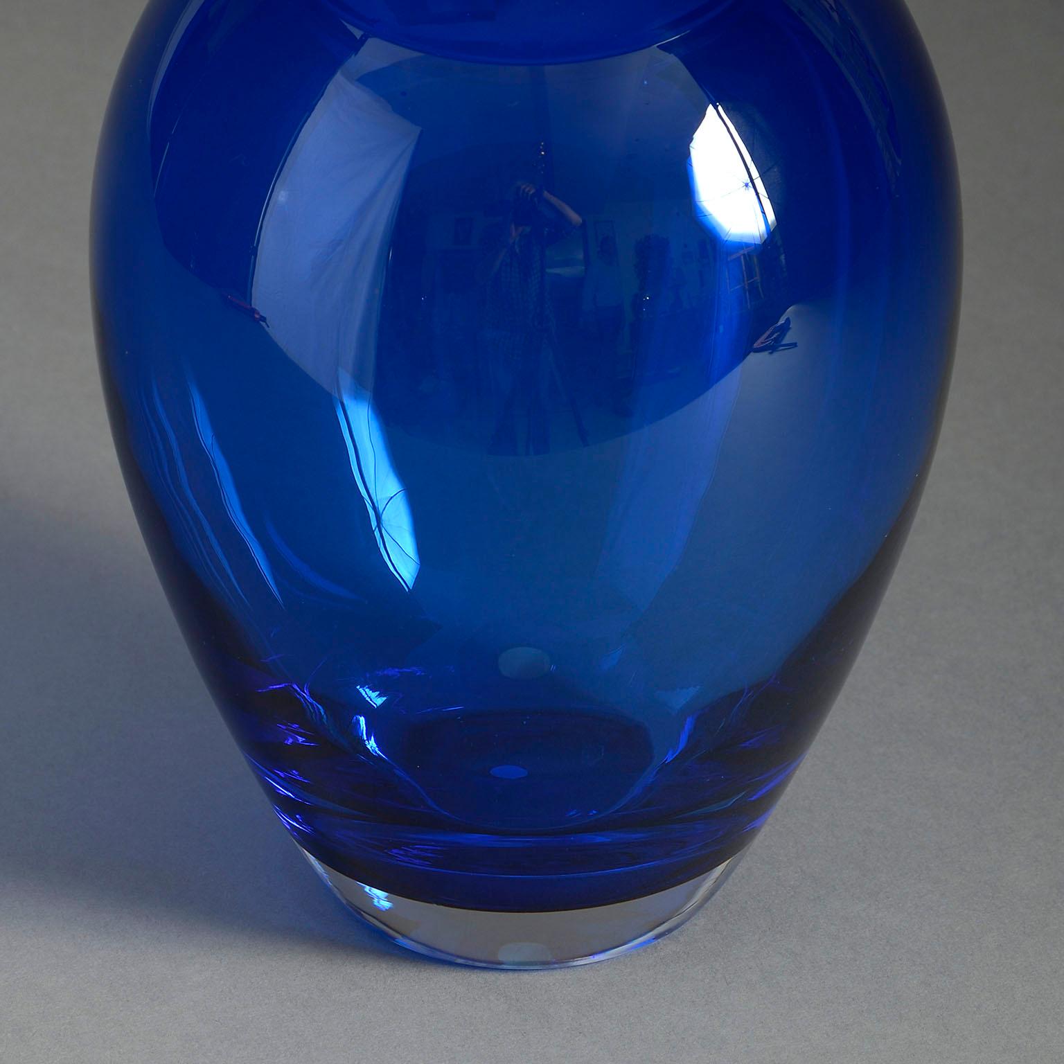 Scandinavian Modern Mid-Century Blue Glass Vase
