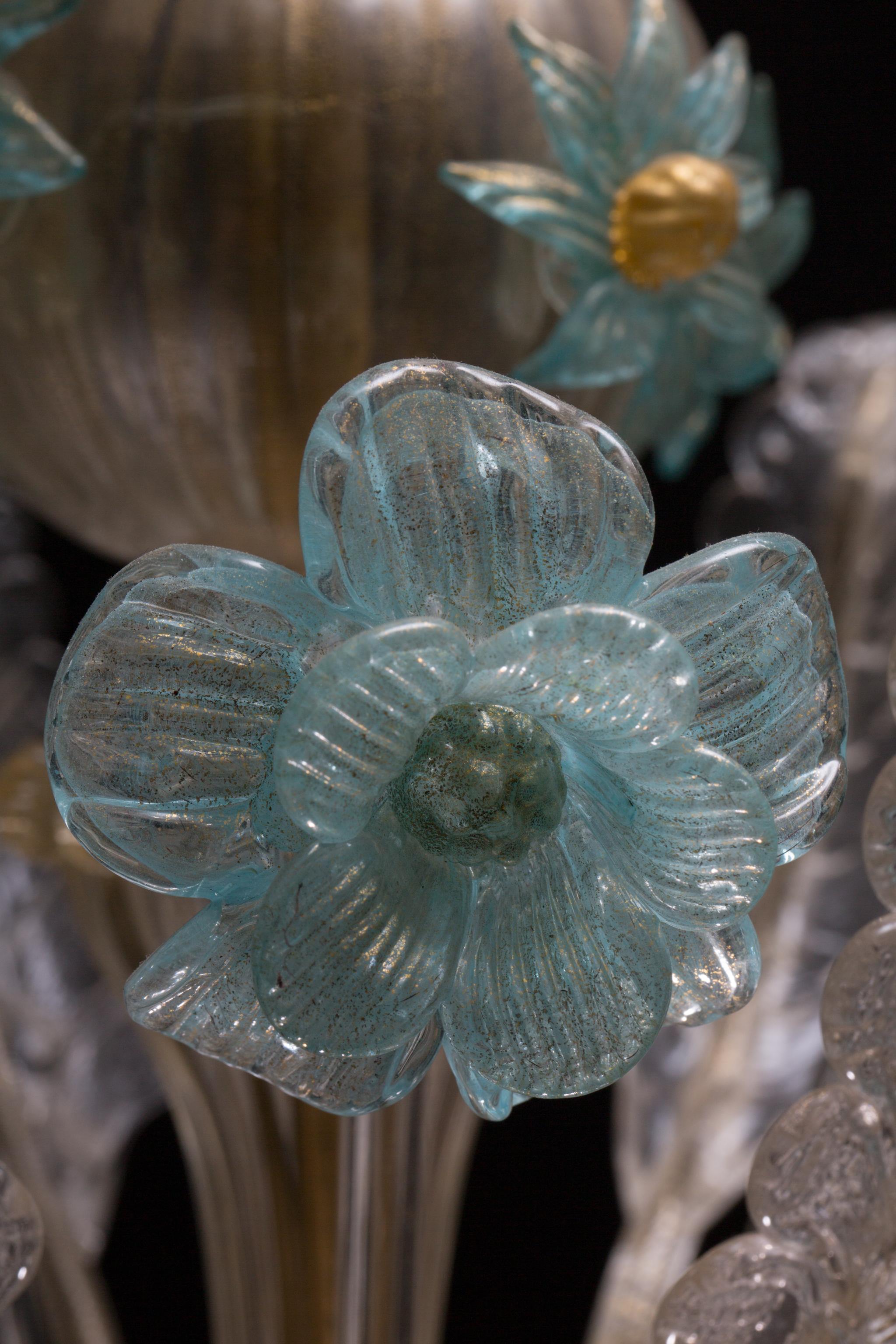 Mid-Century Blue Italian Murano Glass Chandelier from Venetia by Galliano Ferro For Sale 5