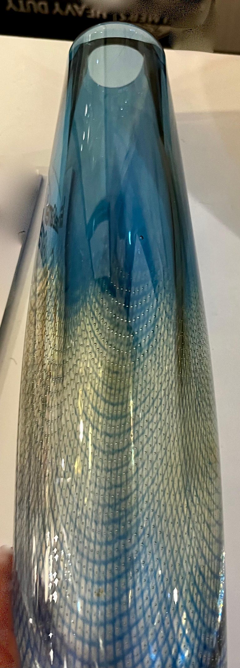 Mid-Century Modern Mid Century Blue Kraka Orrefors Vase by Sven Palmquist For Sale