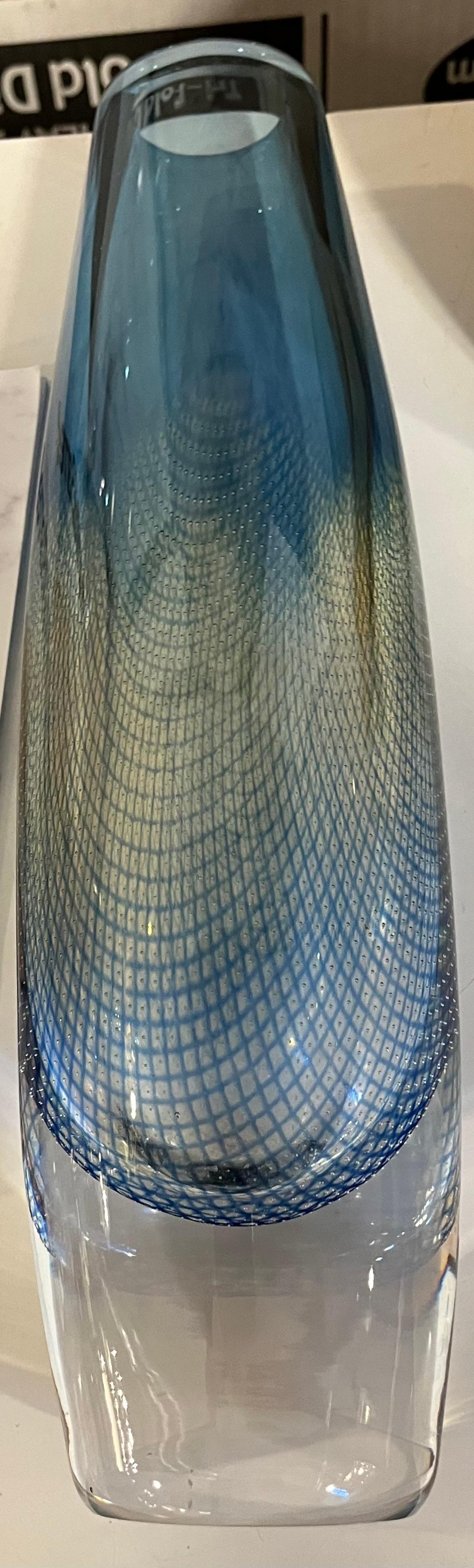 Mid-Century Modern Mid Century Blue Kraka Orrefors Vase by Sven Palmquist For Sale