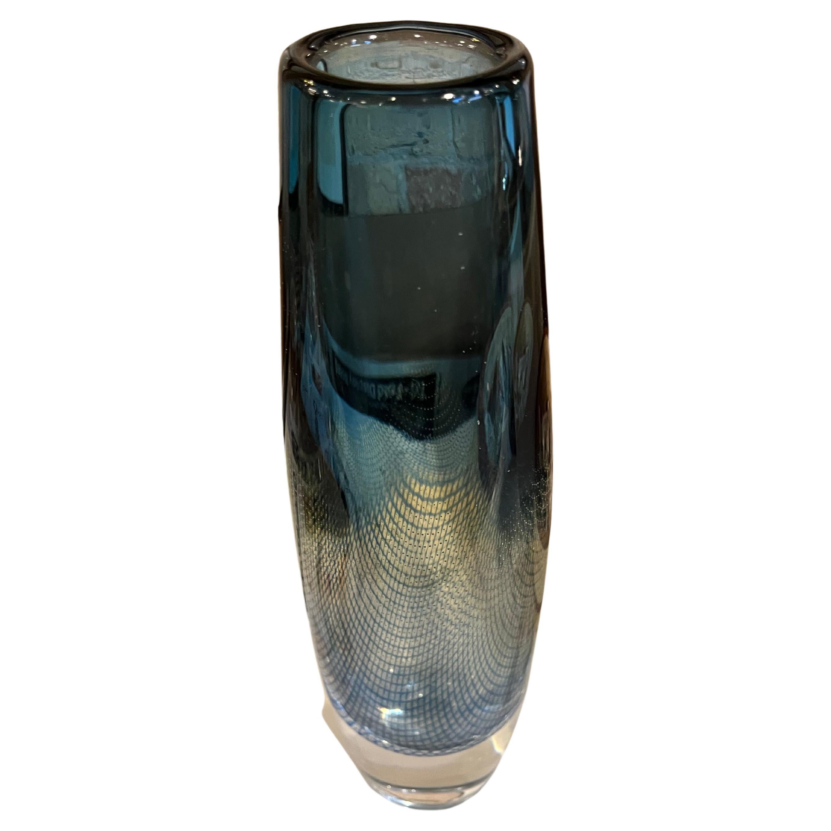 Mid Century Blue Kraka Orrefors Vase by Sven Palmquist