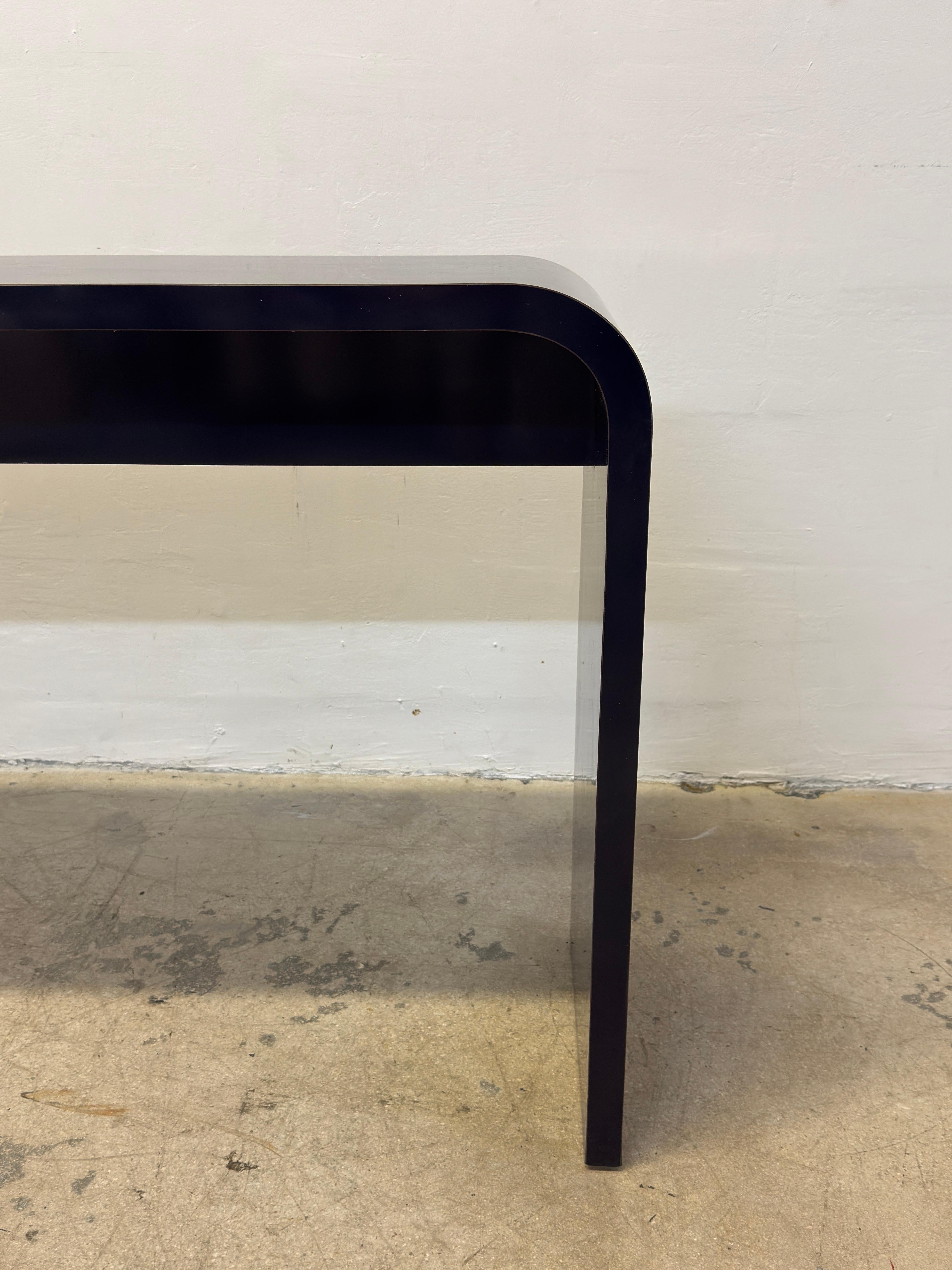 Mid-Century Blue Laminate Waterfall Console Table, 1970s For Sale 5