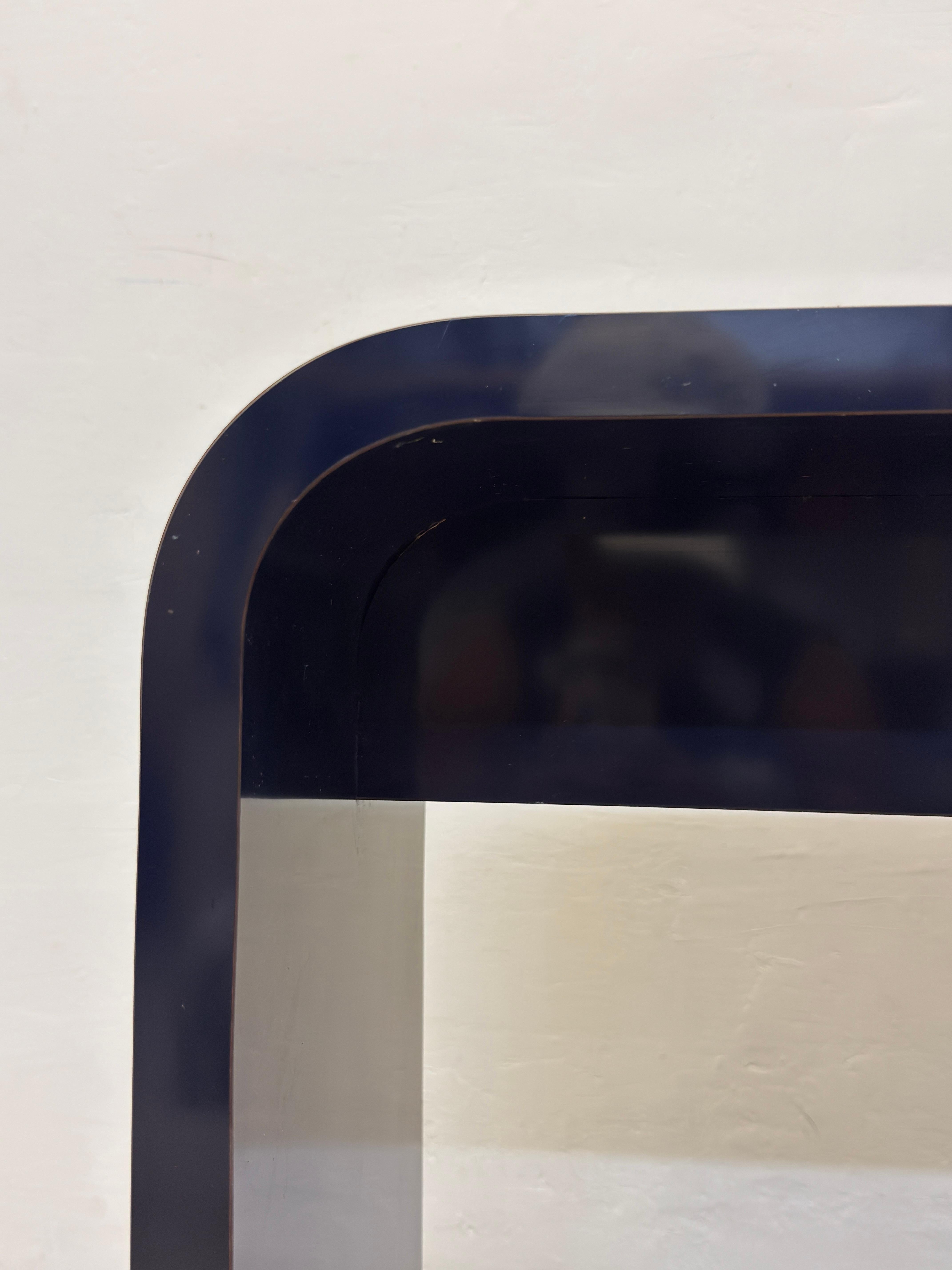 Mid-Century Blue Laminate Waterfall Console Table, 1970s For Sale 7