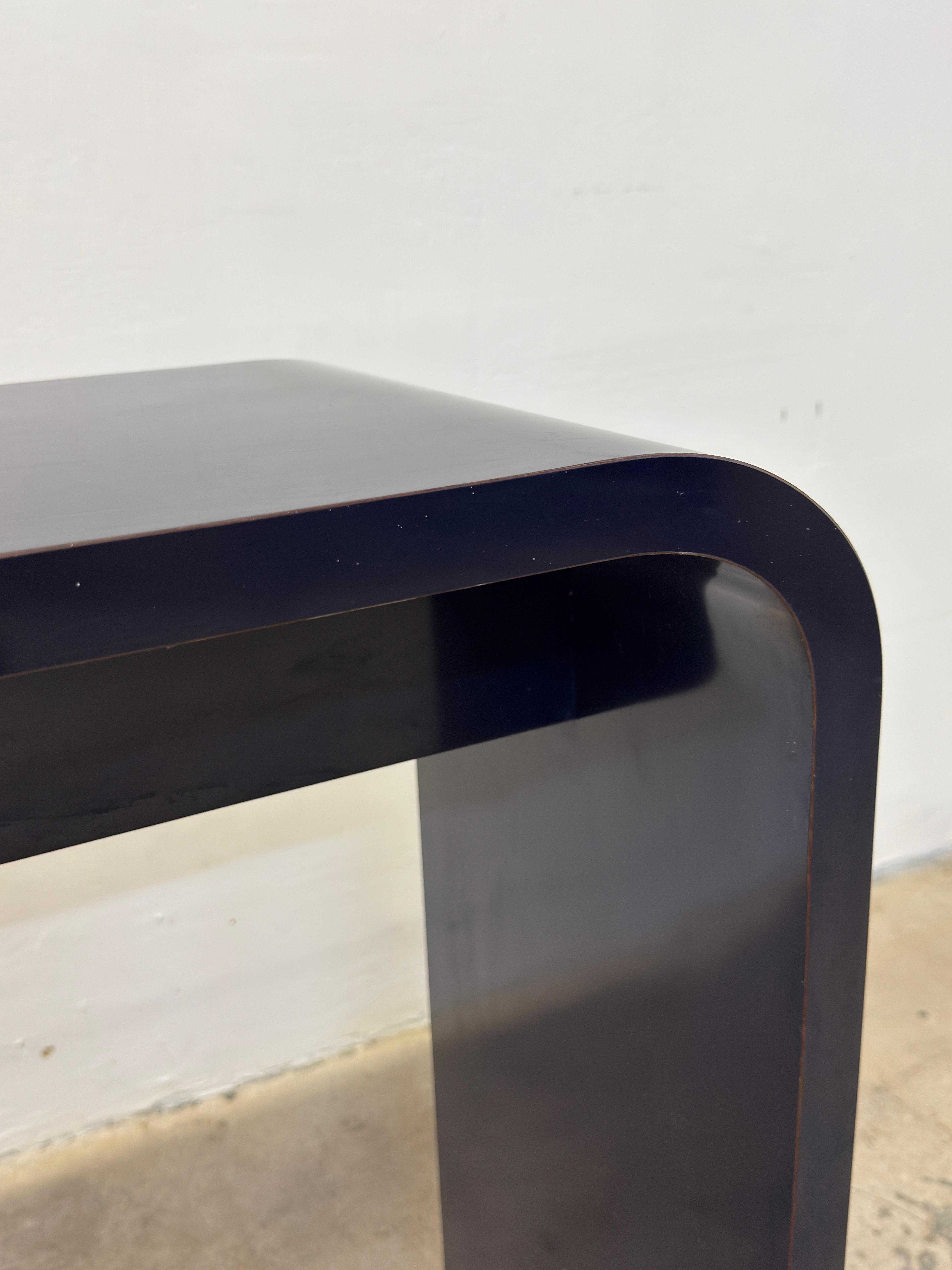 Mid-Century Blue Laminate Waterfall Console Table, 1970s For Sale 8