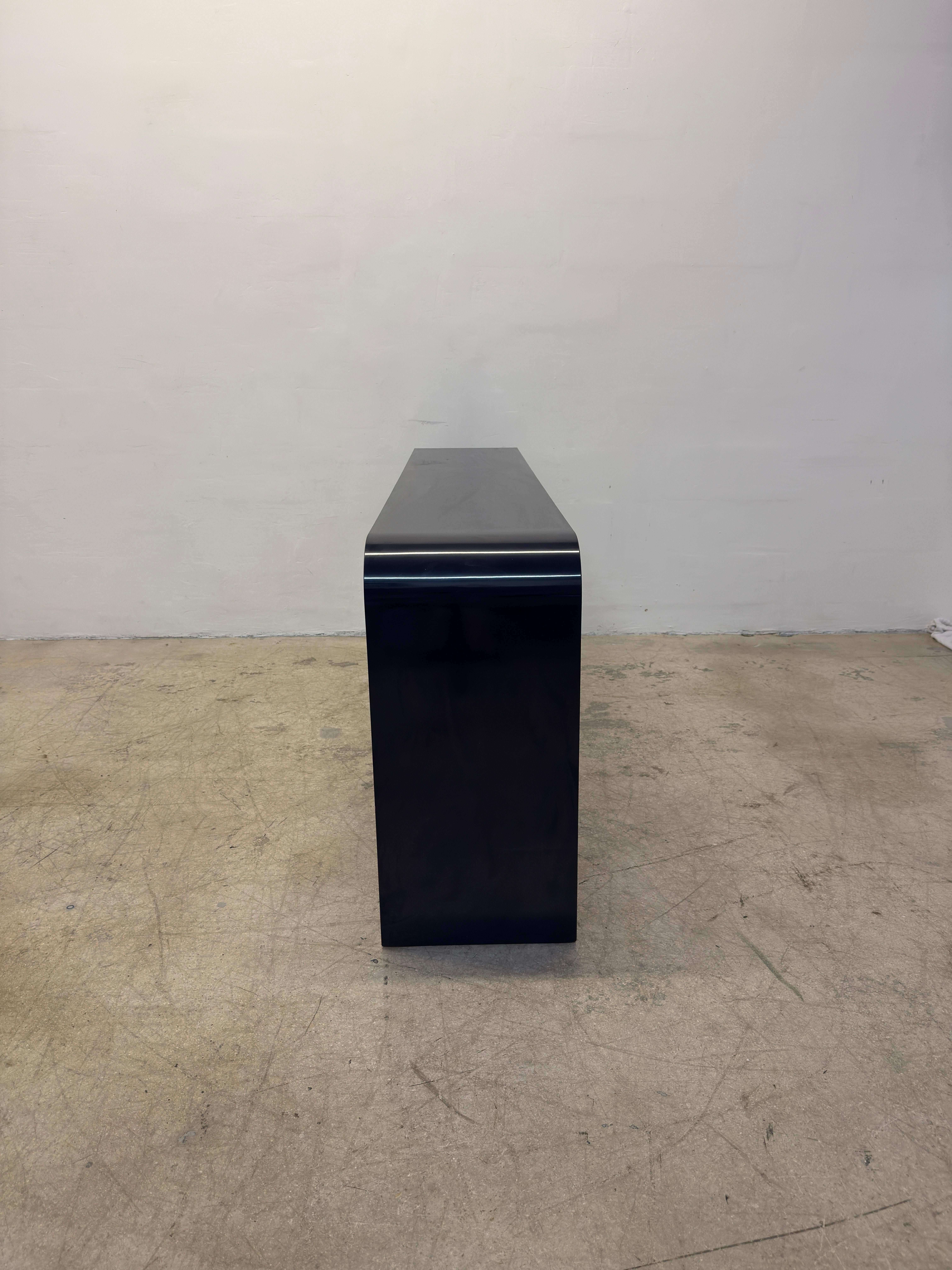 Mid-Century Modern Mid-Century Blue Laminate Waterfall Console Table, 1970s For Sale