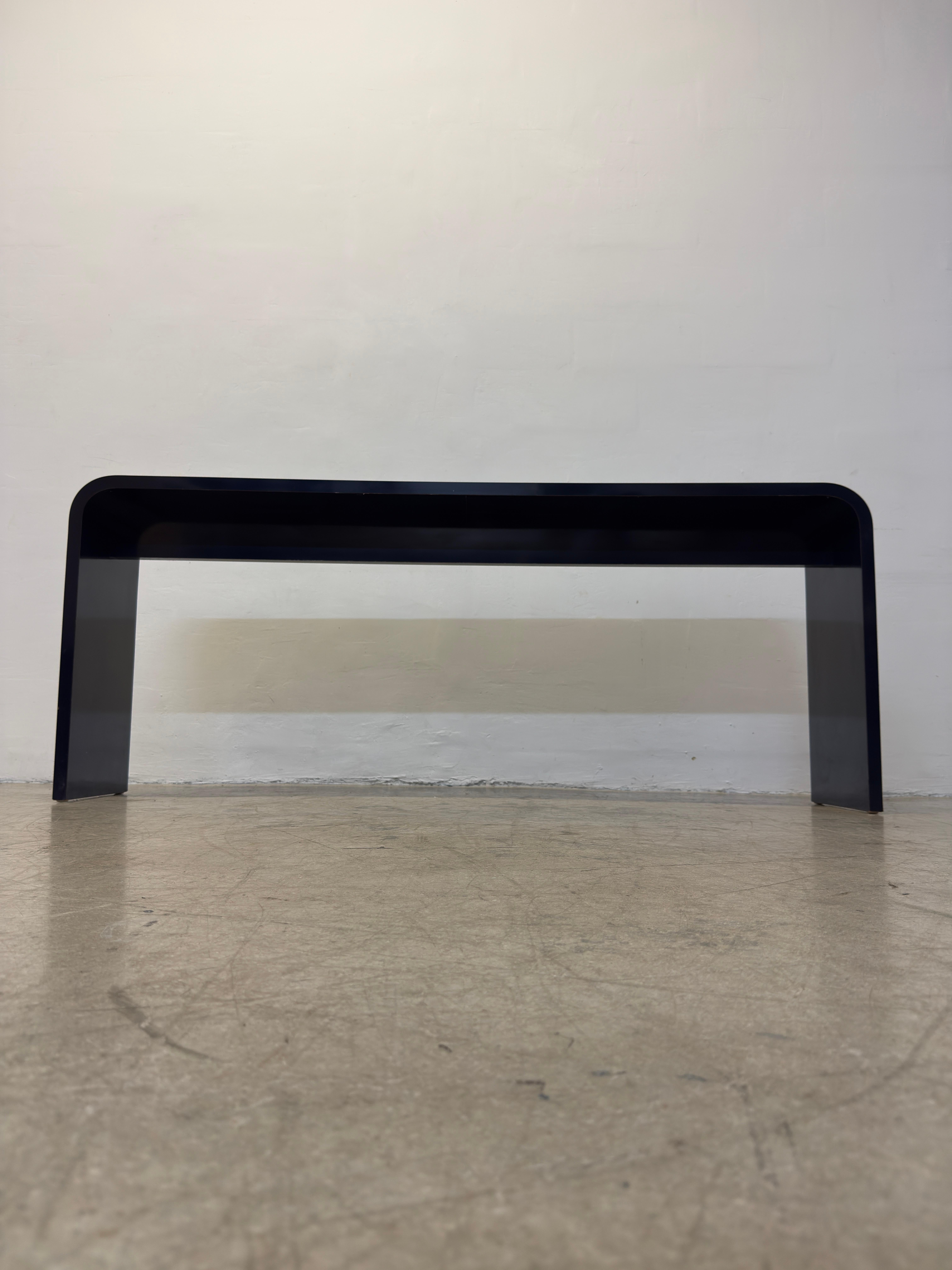 20th Century Mid-Century Blue Laminate Waterfall Console Table, 1970s For Sale