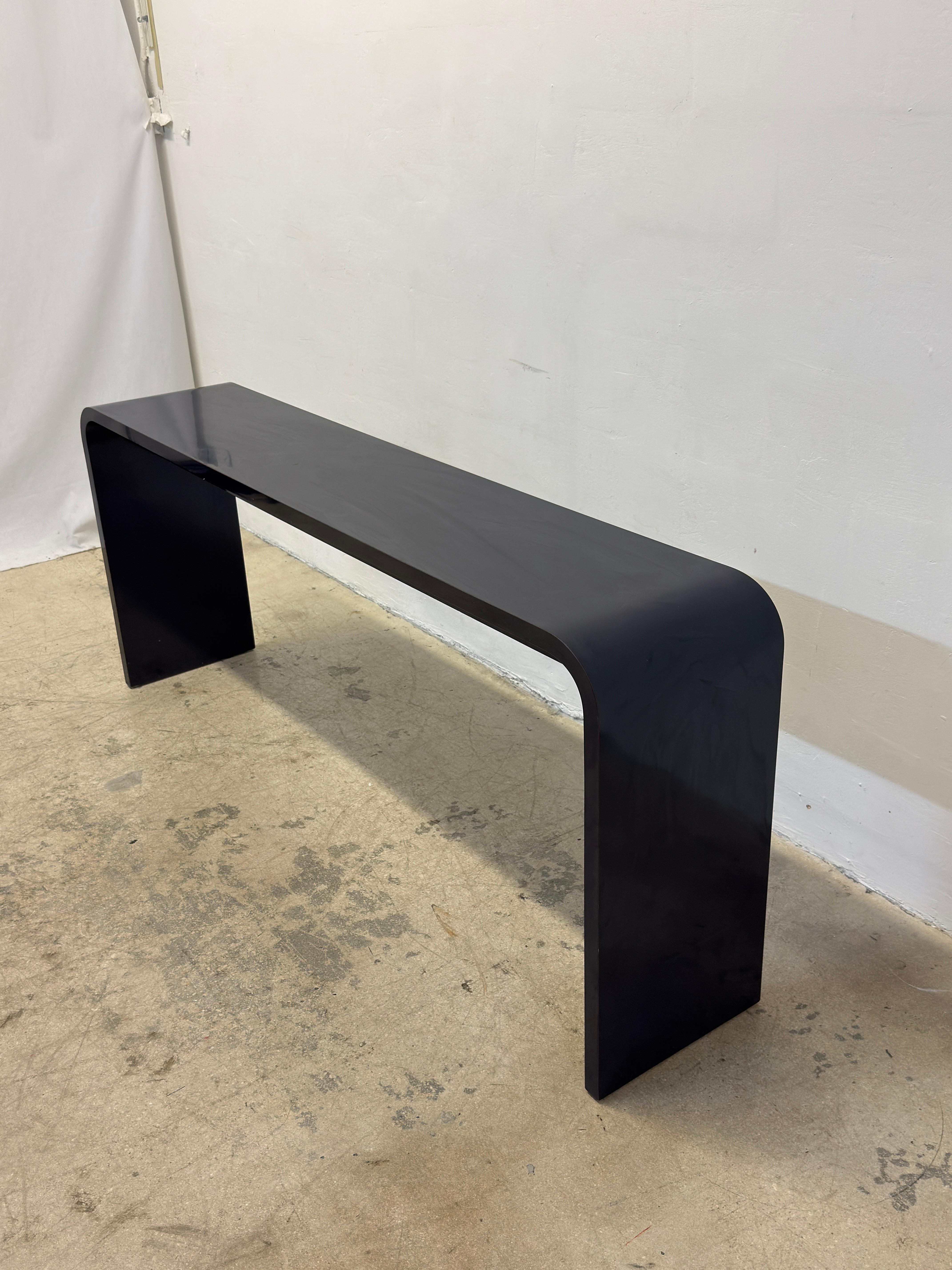 Mid-Century Blue Laminate Waterfall Console Table, 1970s For Sale 1