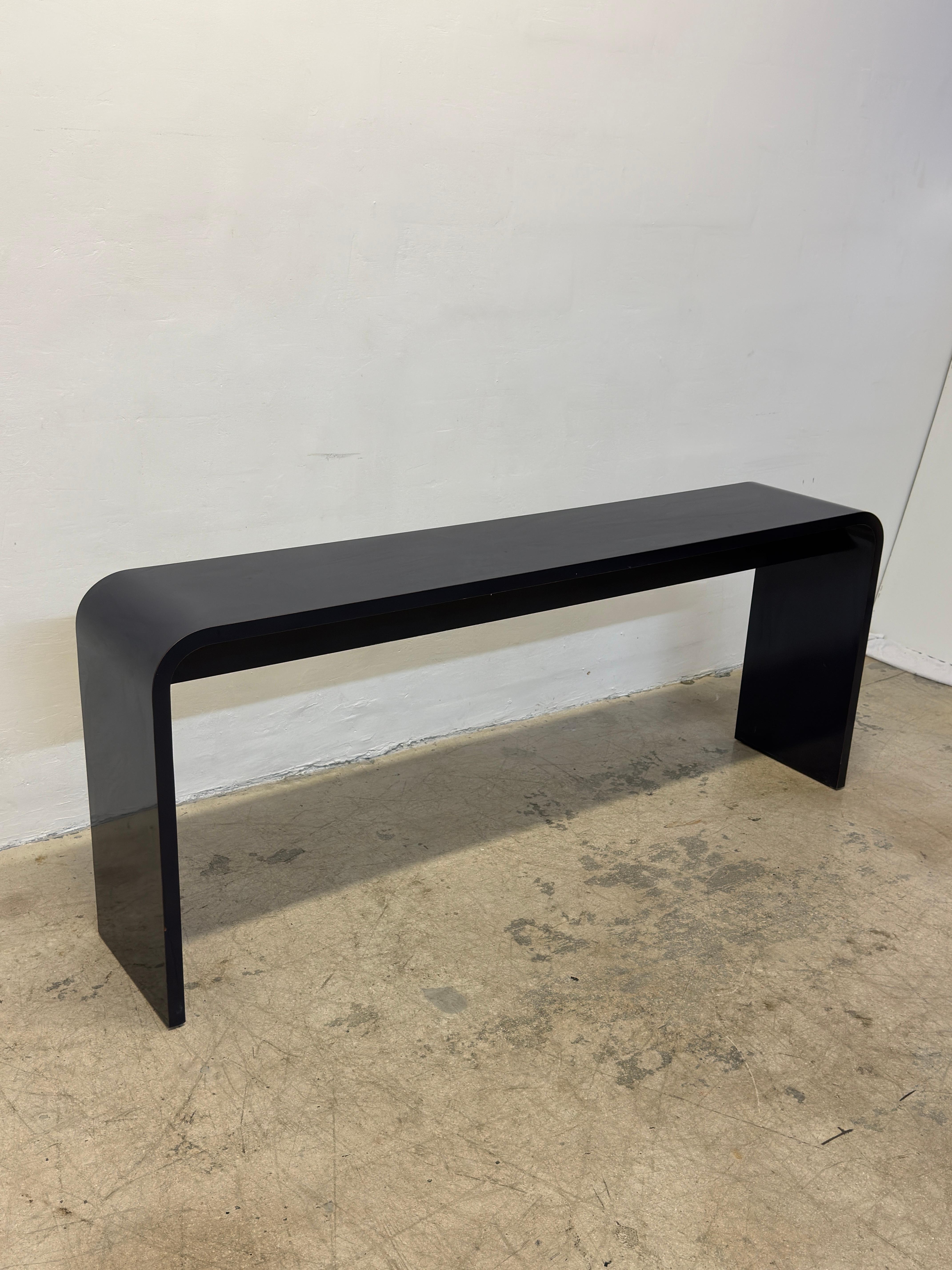 Mid-Century Blue Laminate Waterfall Console Table, 1970s For Sale 2