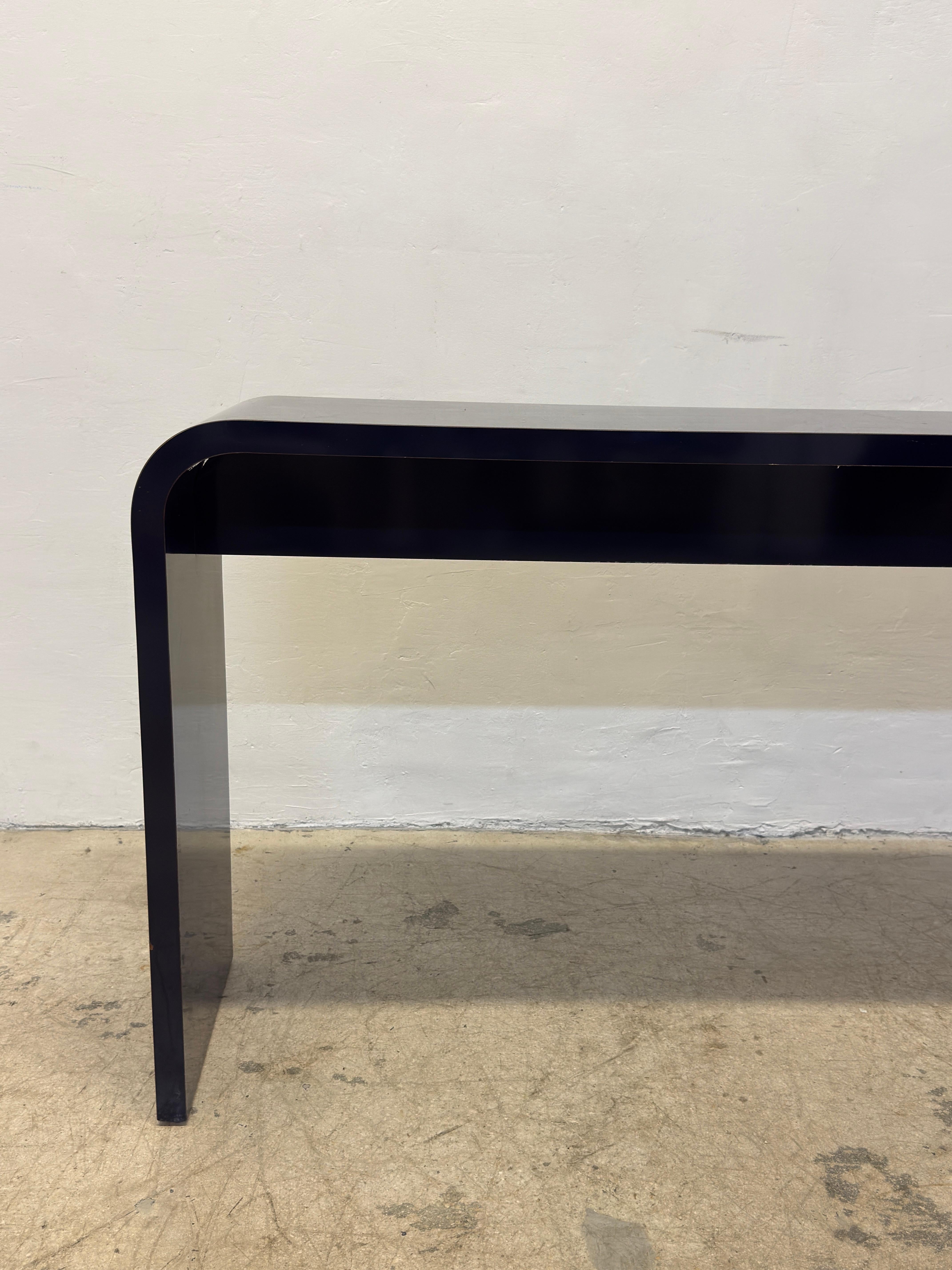 Mid-Century Blue Laminate Waterfall Console Table, 1970s For Sale 3