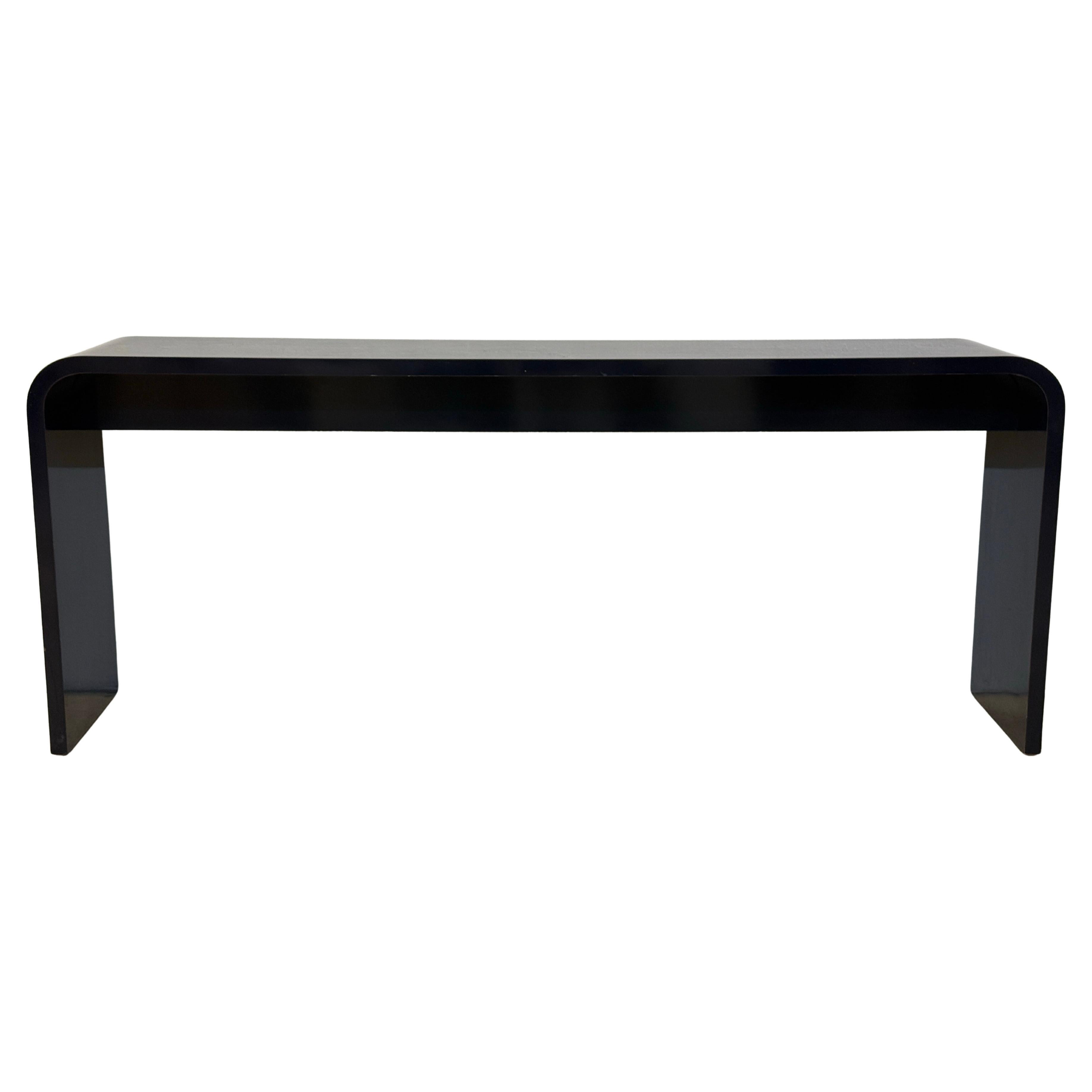 Mid-Century Blue Laminate Waterfall Console Table, 1970s