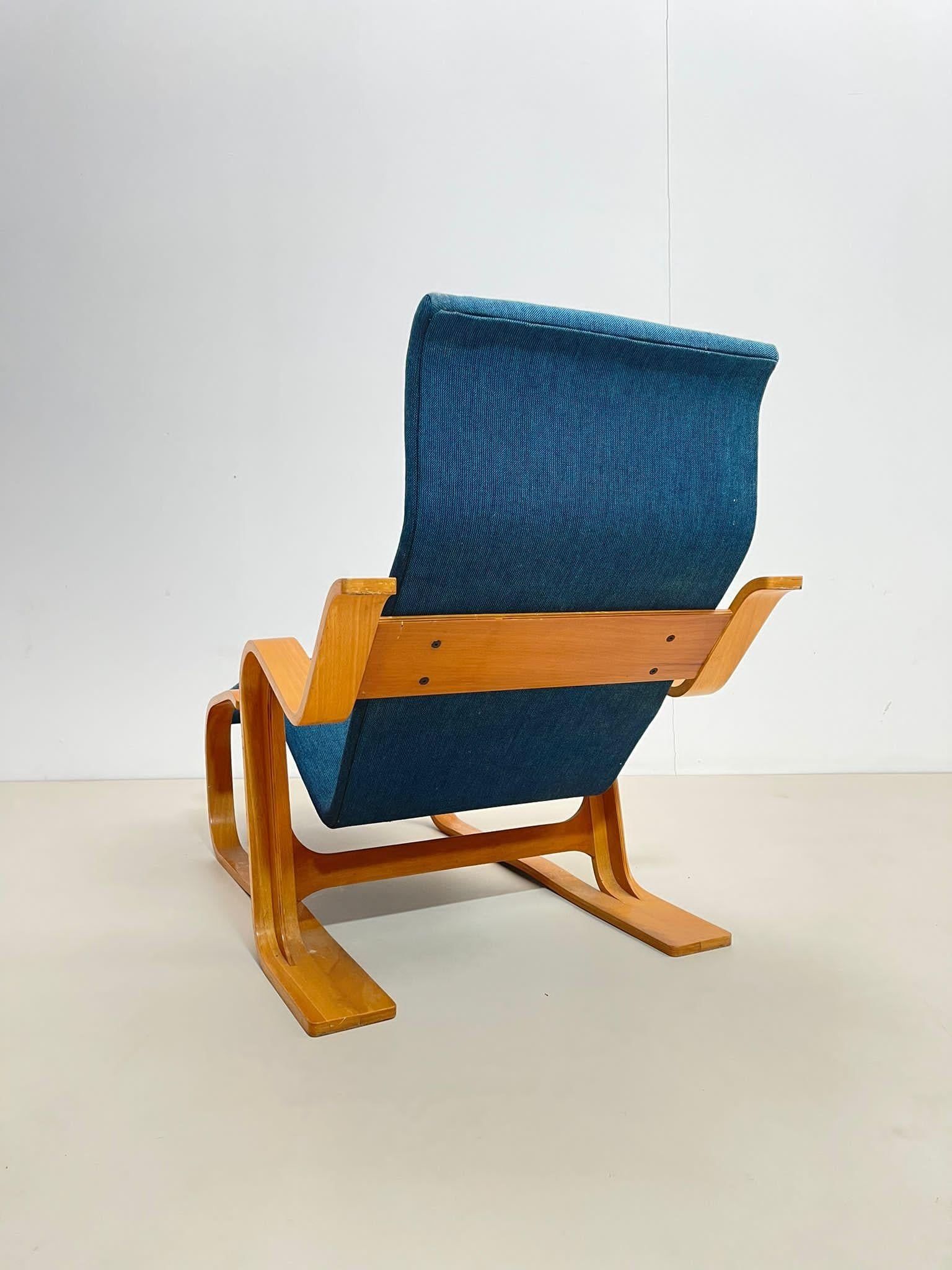 Mid-Century Blue Lounge Chair by Marcel Breuer, Hungary 1950s For Sale 4