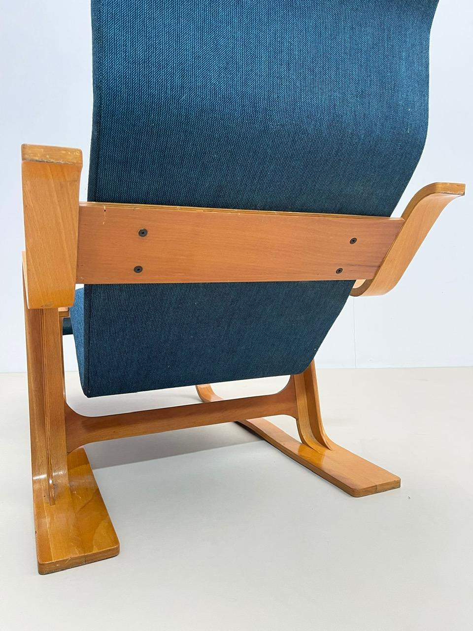 Mid-century blue lounge chair by Marcel Breuer - Hungary 1950s.