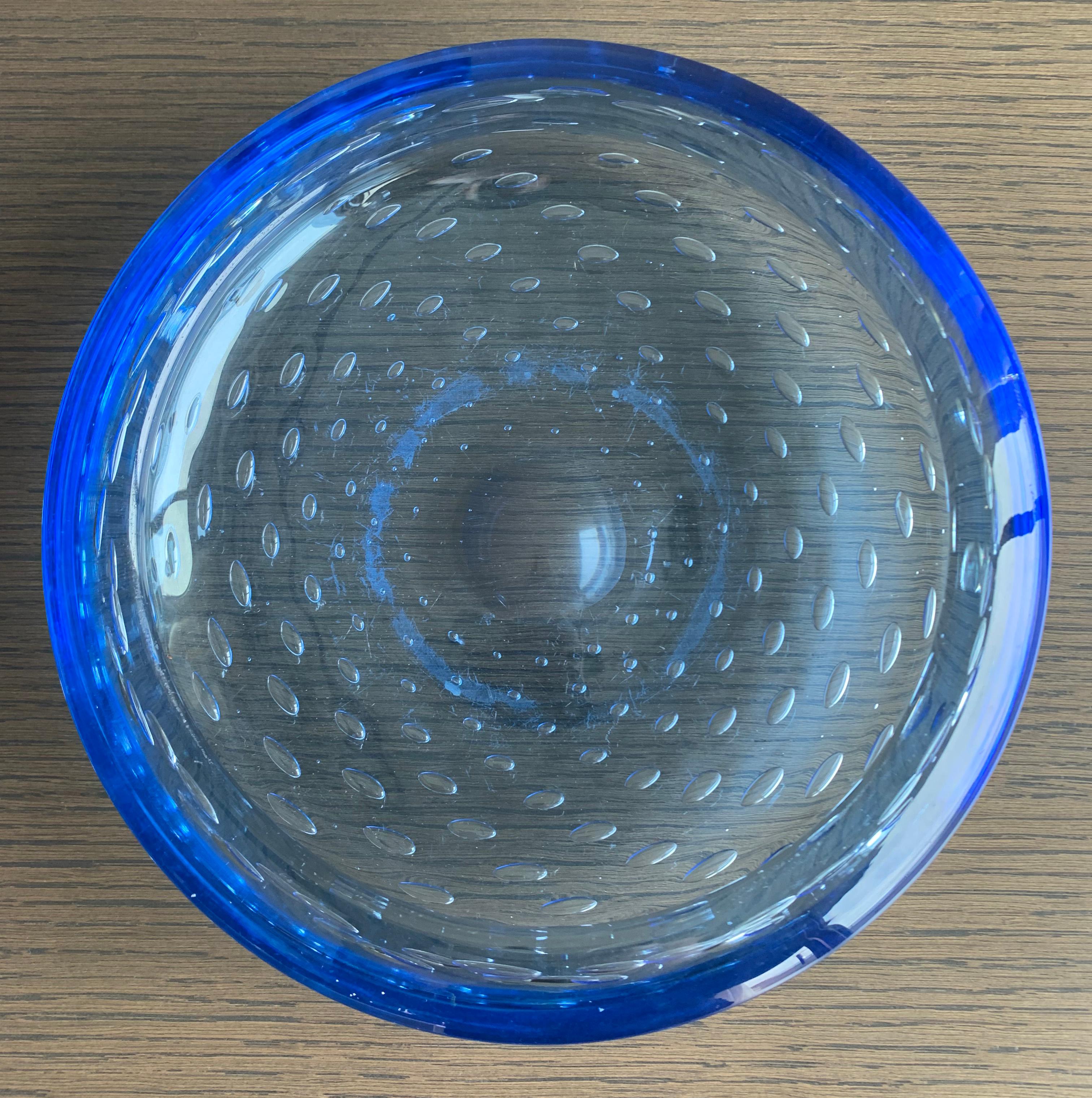English, Mid Century, Blue Art Glass Dish by Whitefriars - Decorative Accessory In Good Condition In Glasgow, GB