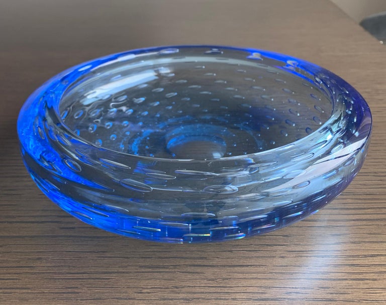 Mid-Century, Blue Murano Glass, Bullicante Vide Poche Trinket Dish For Sale 1