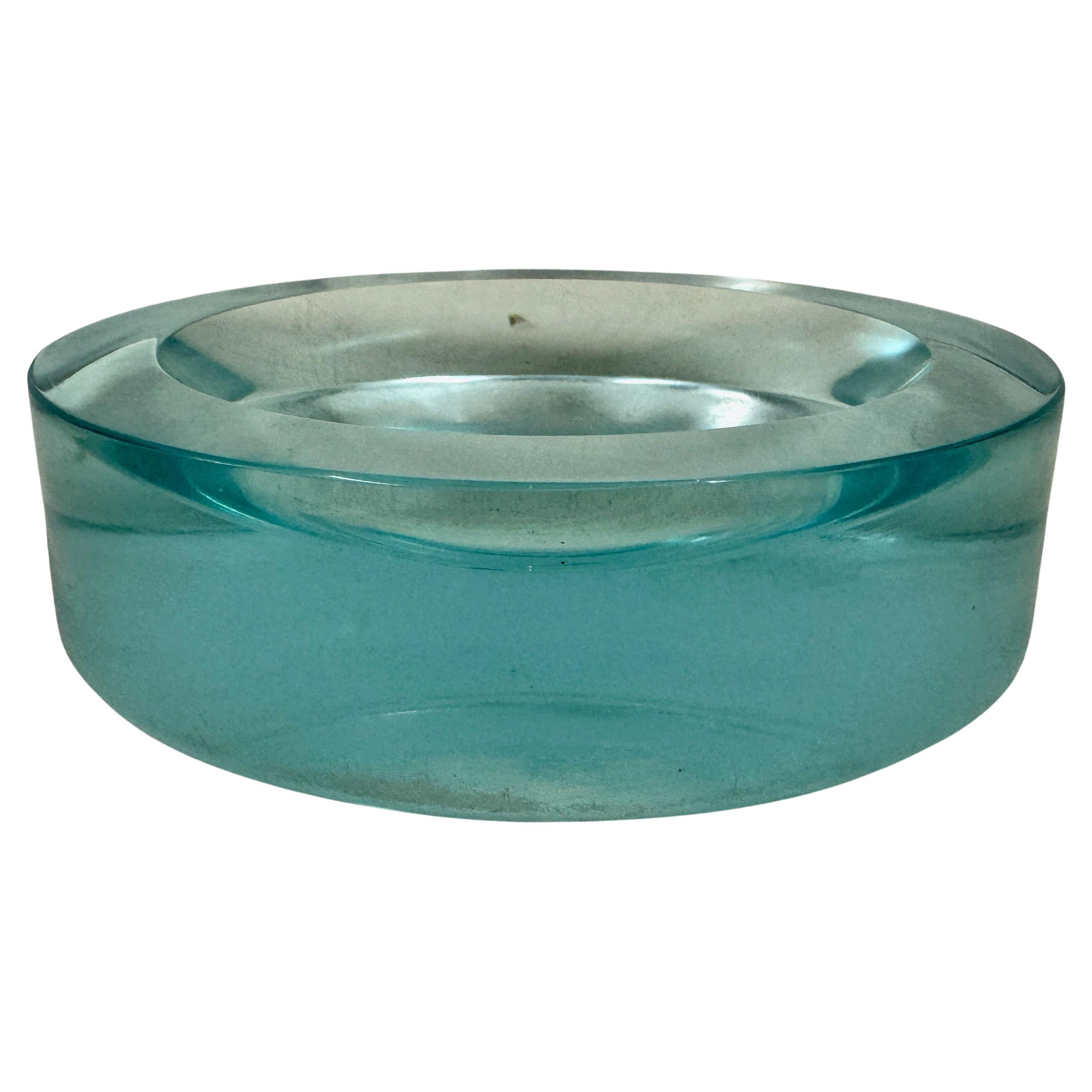 Mid Century Blue Murano Glass Dish For Sale