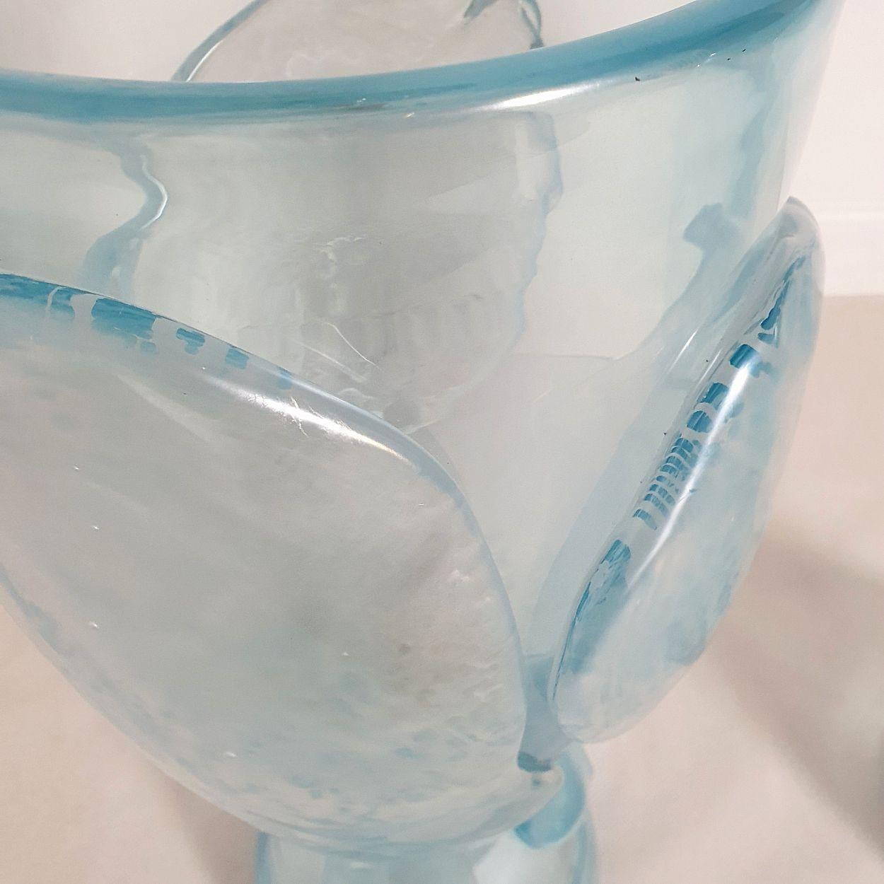 Paire de lampes en verre Murano bleu du milieu du siècle dernier en vente 2