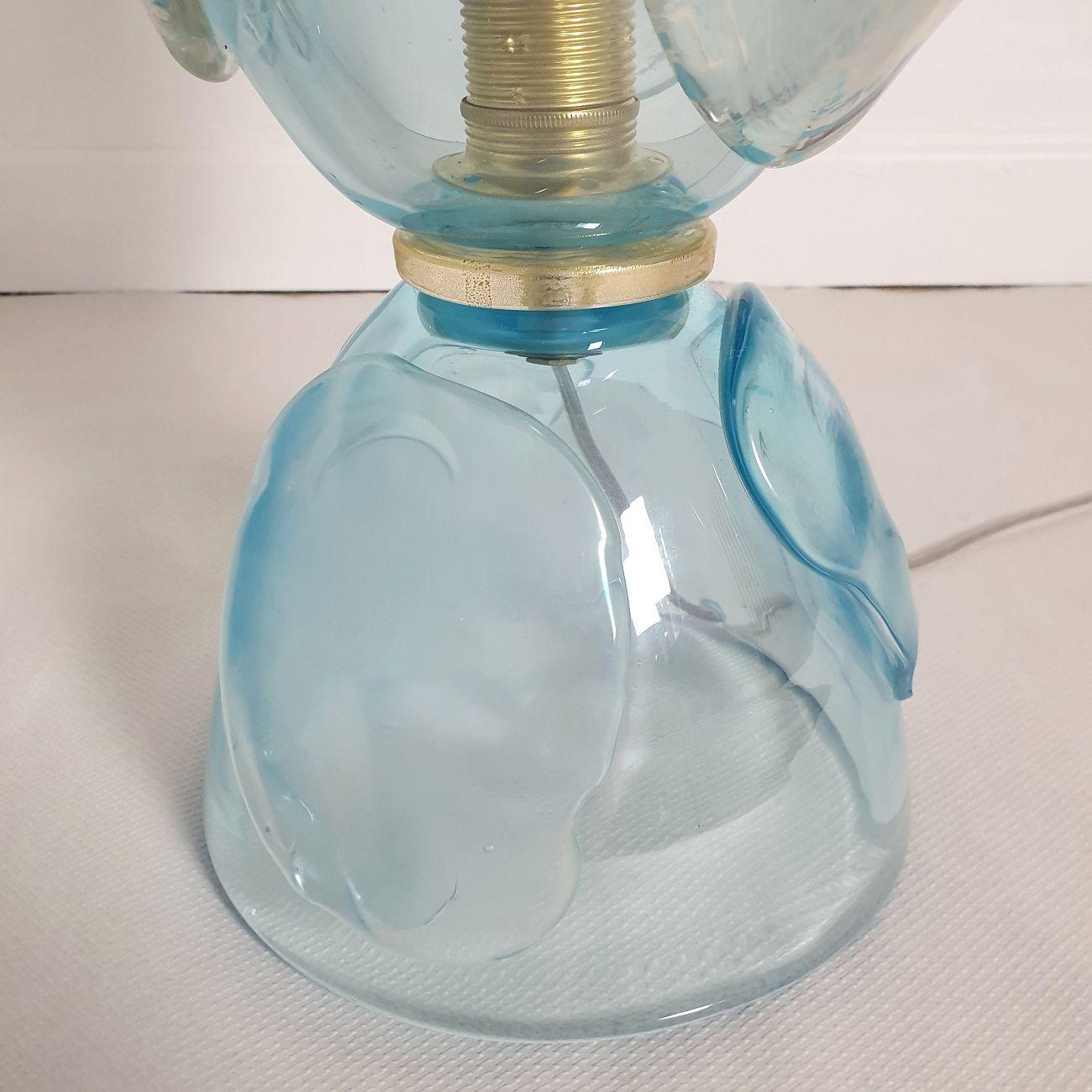 Mid Century Blue Murano Glass Lamps - a Pair For Sale 2