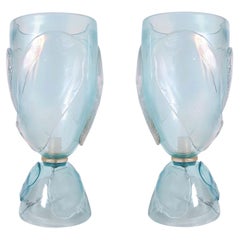 Lampade in vetro di Murano blu della metà del secolo scorso - una coppia
