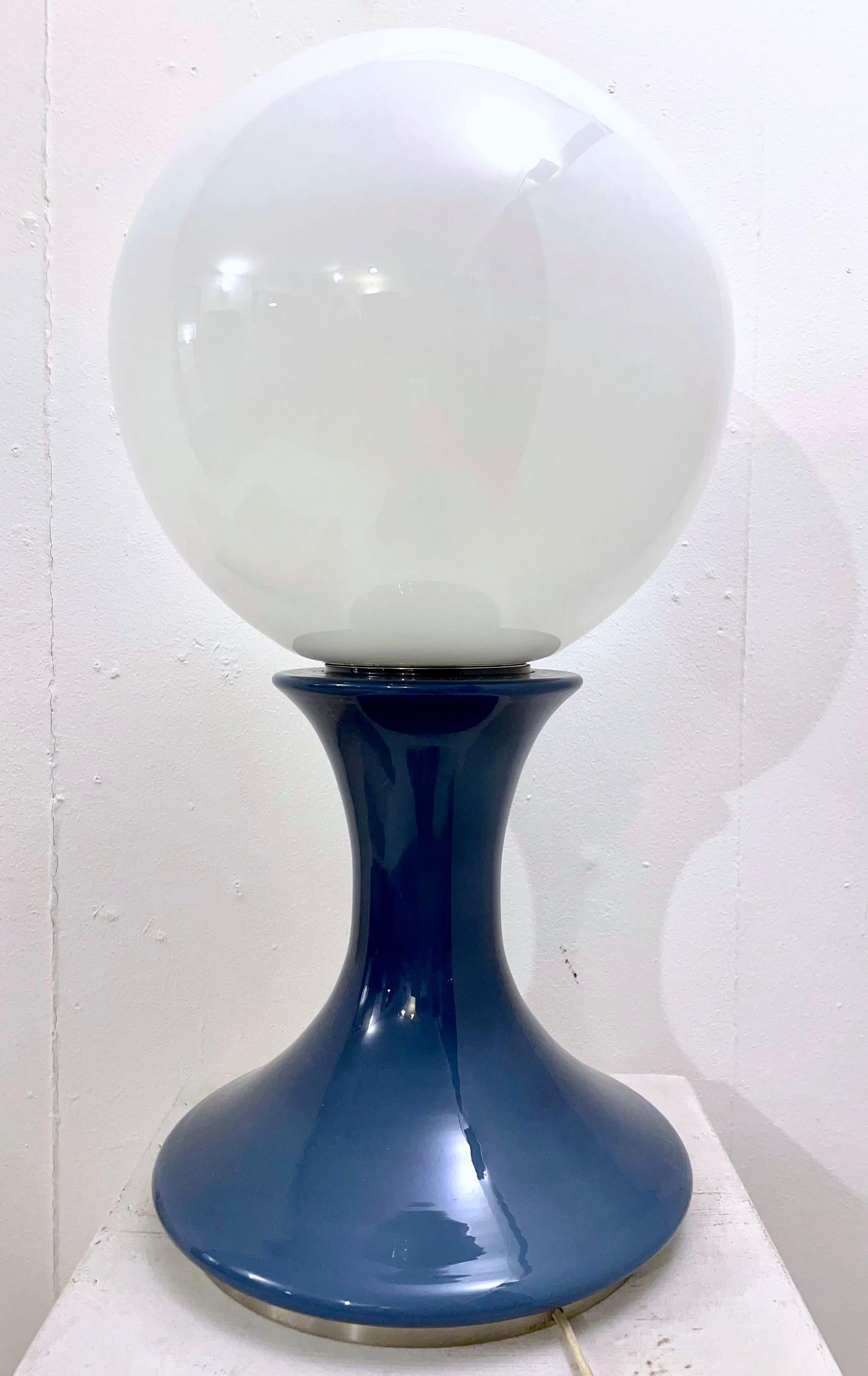 Mid-century blue murano glass table lamp by Carlo Nason - Italy 1960s.