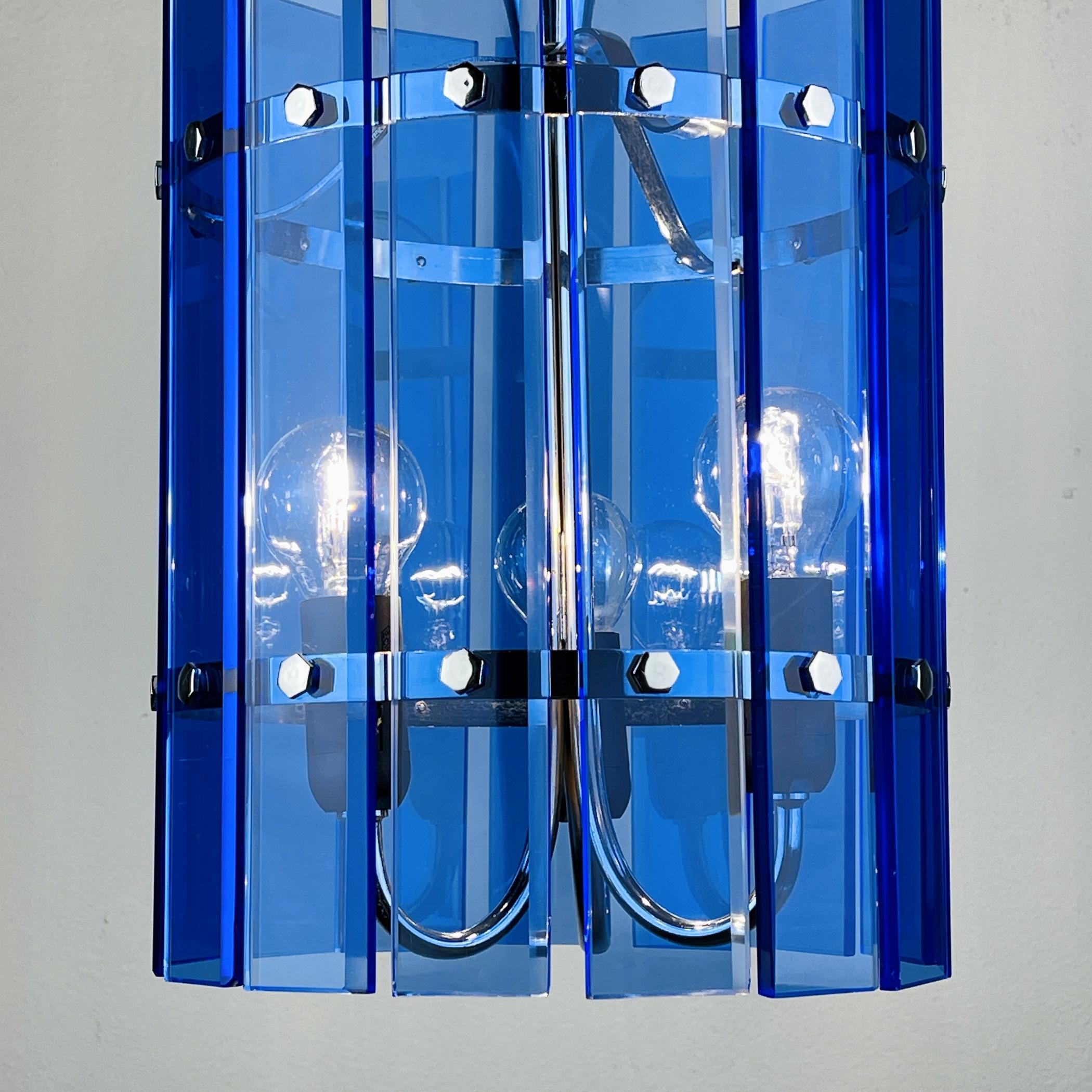 Mid-Century Blue Pendant Lamp Veca Fontana Arte Italy 1960s 4
