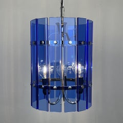 Mid-Century Blue Pendant Lamp Veca Fontana Arte Italy 1960s