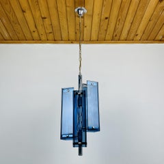Mid-Century Blue Pendant Lamp Veca Fontana Arte, Italy, 1960s