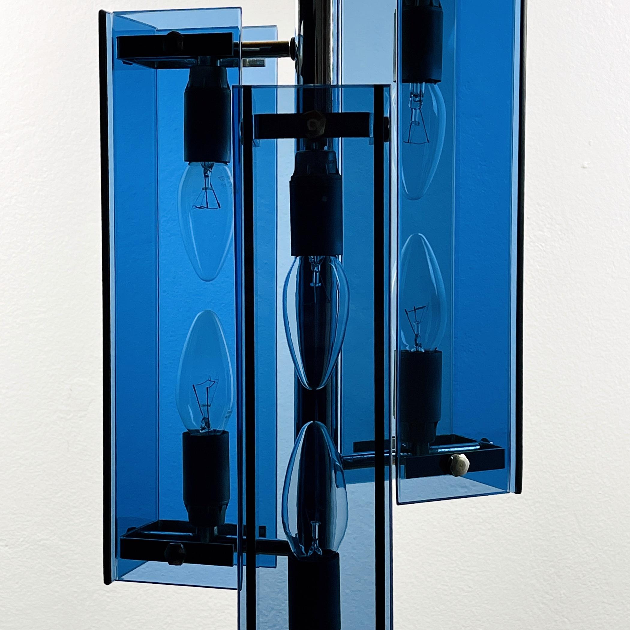 Mid-Century Modern Mid-Century Blue Pendant Lamp Veca Fontana Arte, Italy, 1960s