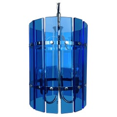 Mid-Century Blue Pendant Lamp Veca Fontana Arte Italy 1960s
