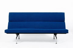 Mid Century Blue Sofa Compact by Eames for Herman Miller 1970s