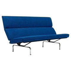 Mid Century Blue Sofa Compact by Eames for Herman Miller 1970s