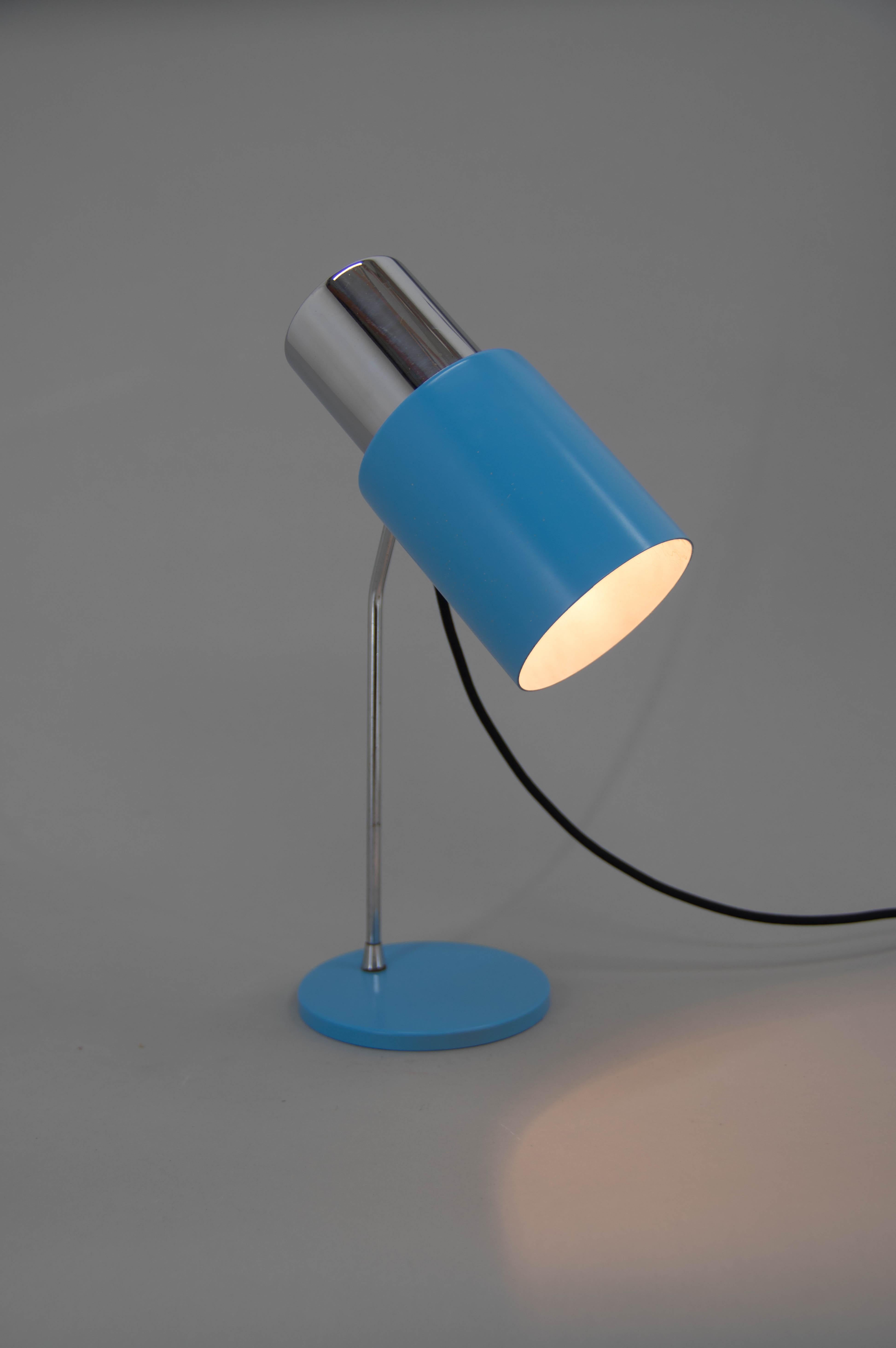 Blue table lamp by Napako. 
Very good condition,
Rewired: 1x60W, E25-E27 bulb
US plug adapter included.
 