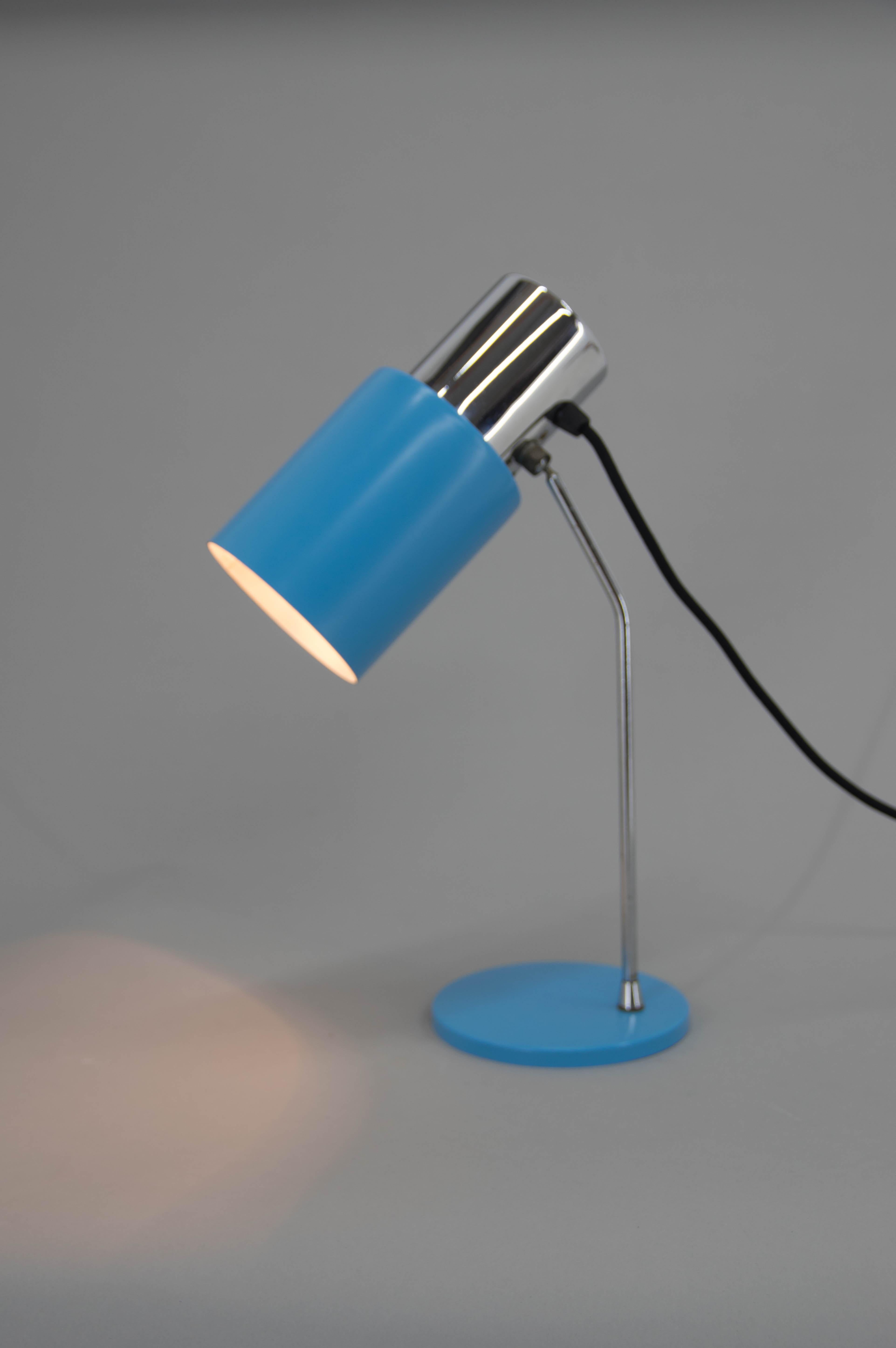 Czech Mid-Century Blue Table Lamp by Napako, 1970s For Sale