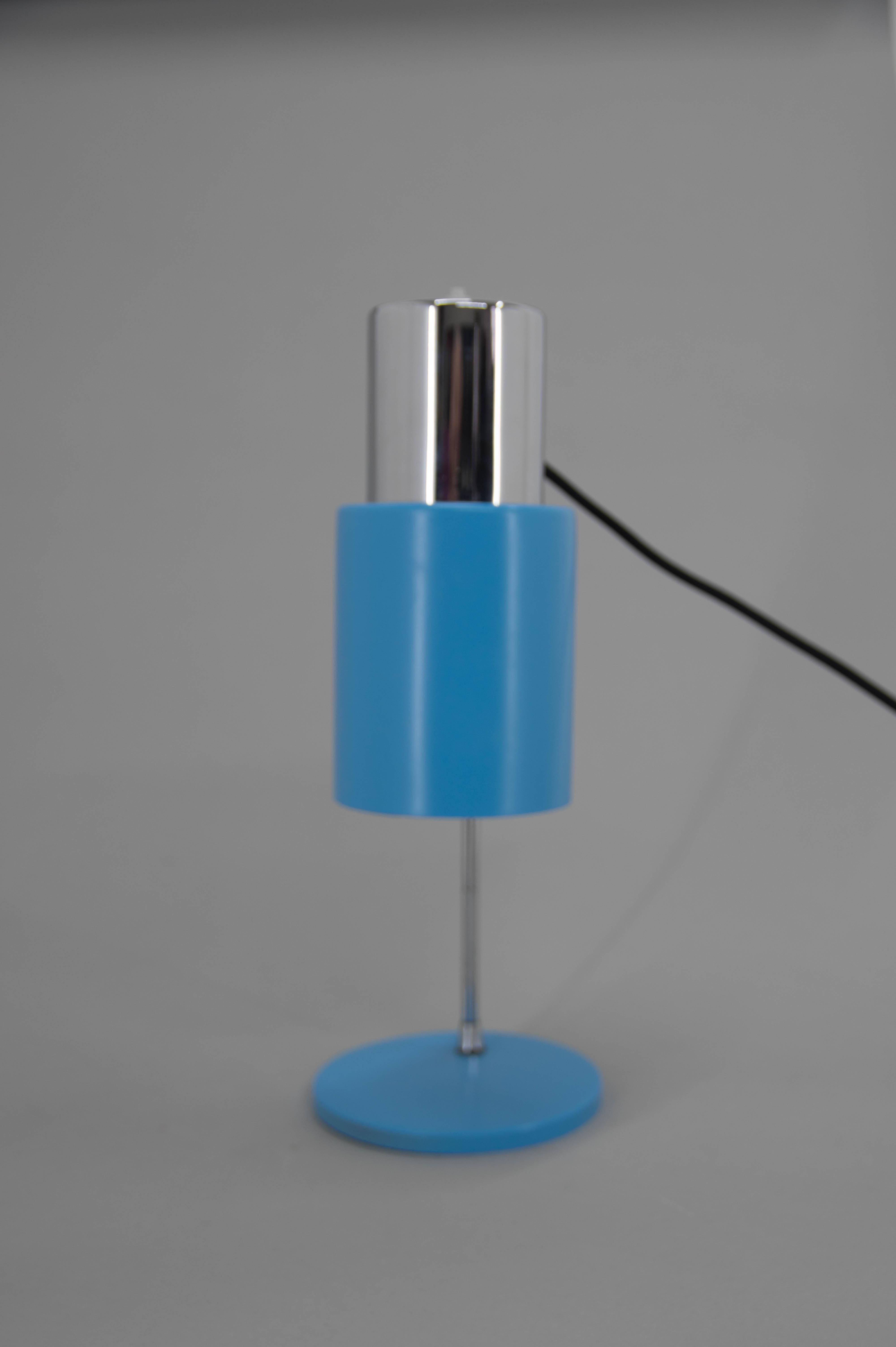 Metal Mid-Century Blue Table Lamp by Napako, 1970s For Sale
