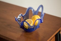 Midcentury Blue Vase Candlestick, Europe, Poland, 1960s