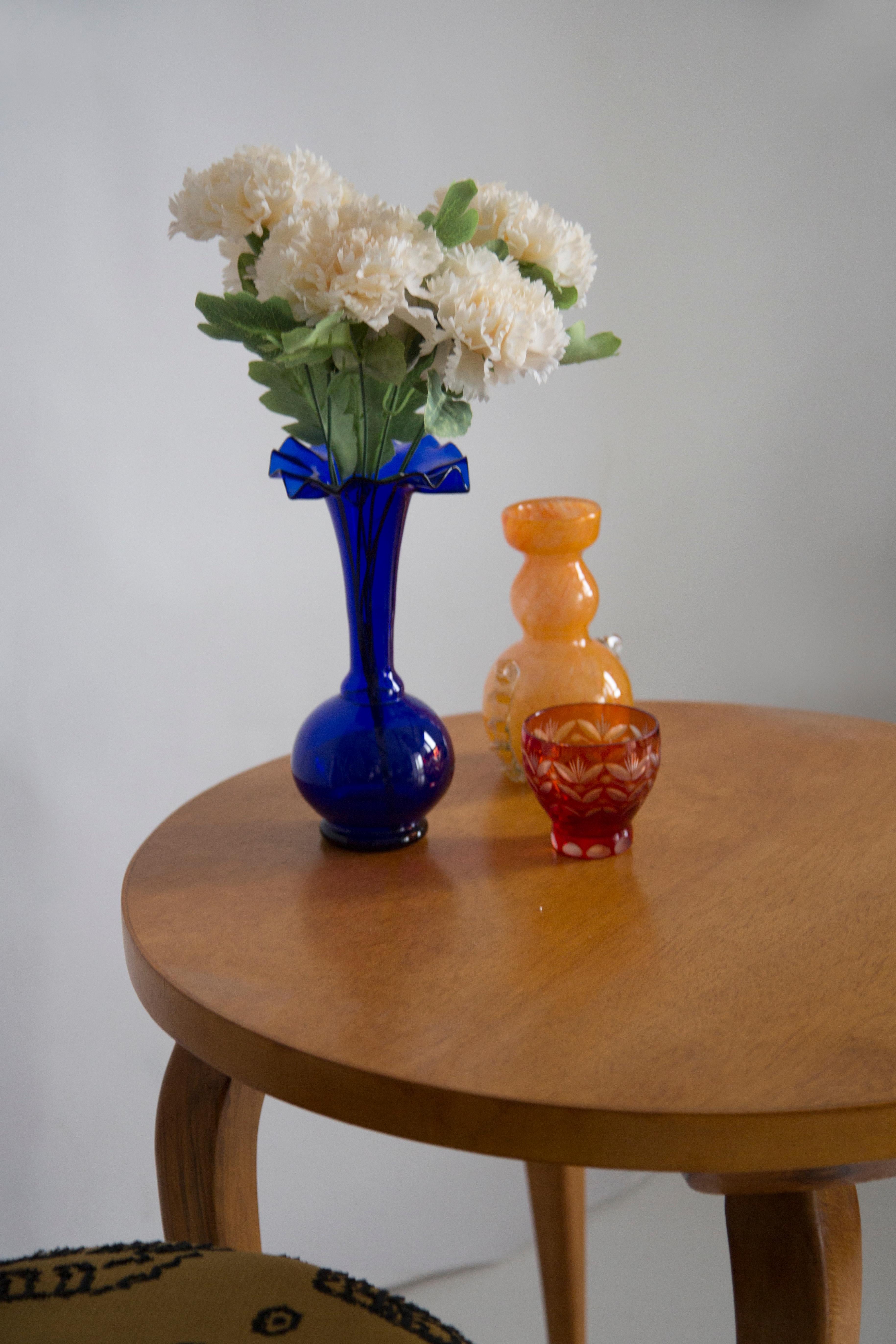 Italian Mid Century Blue Vase with Frill, Europe, 1960s For Sale