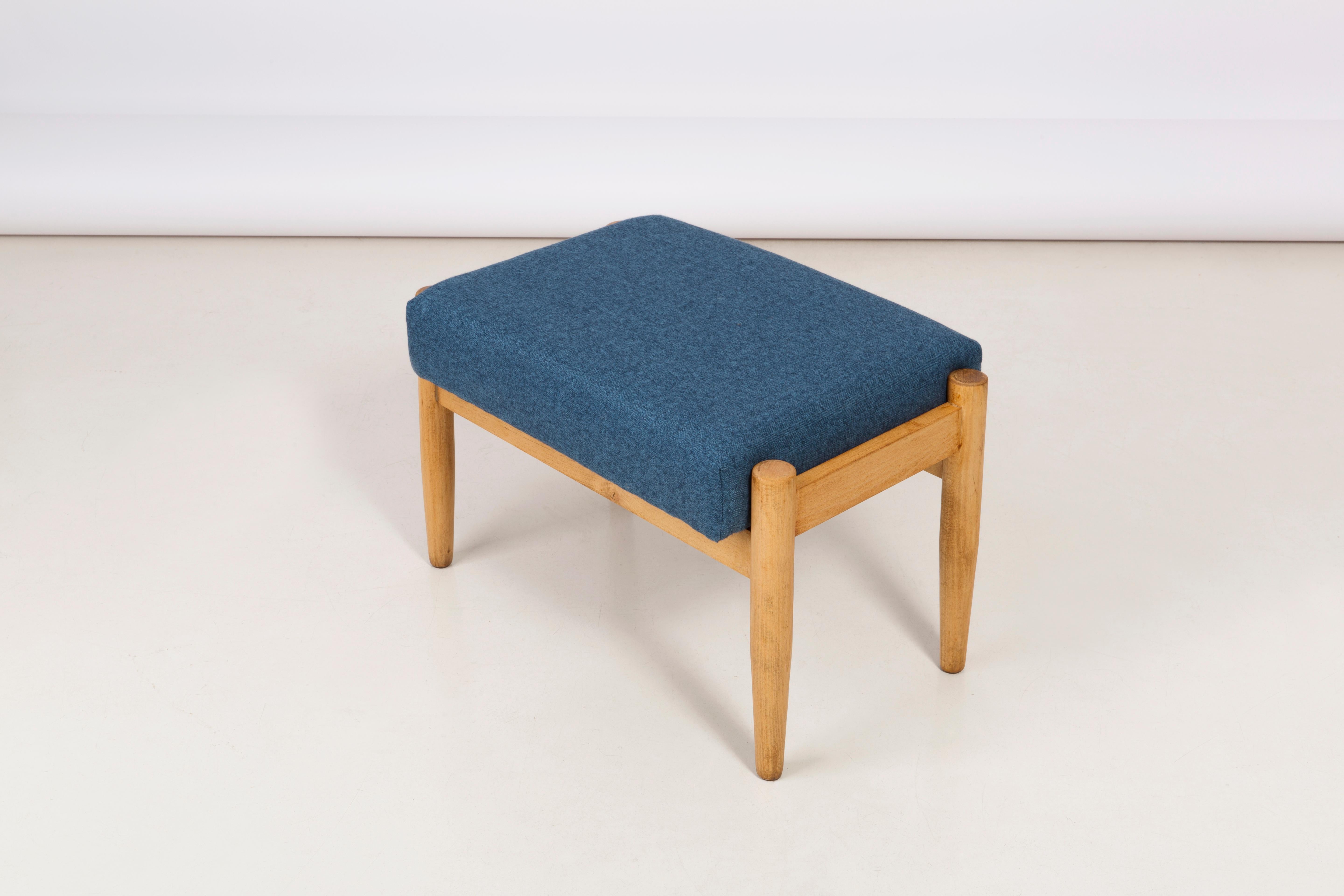 Midcentury Blue Vintage Stool, Edmund Homa, 1960s In Good Condition For Sale In 05-080 Hornowek, PL