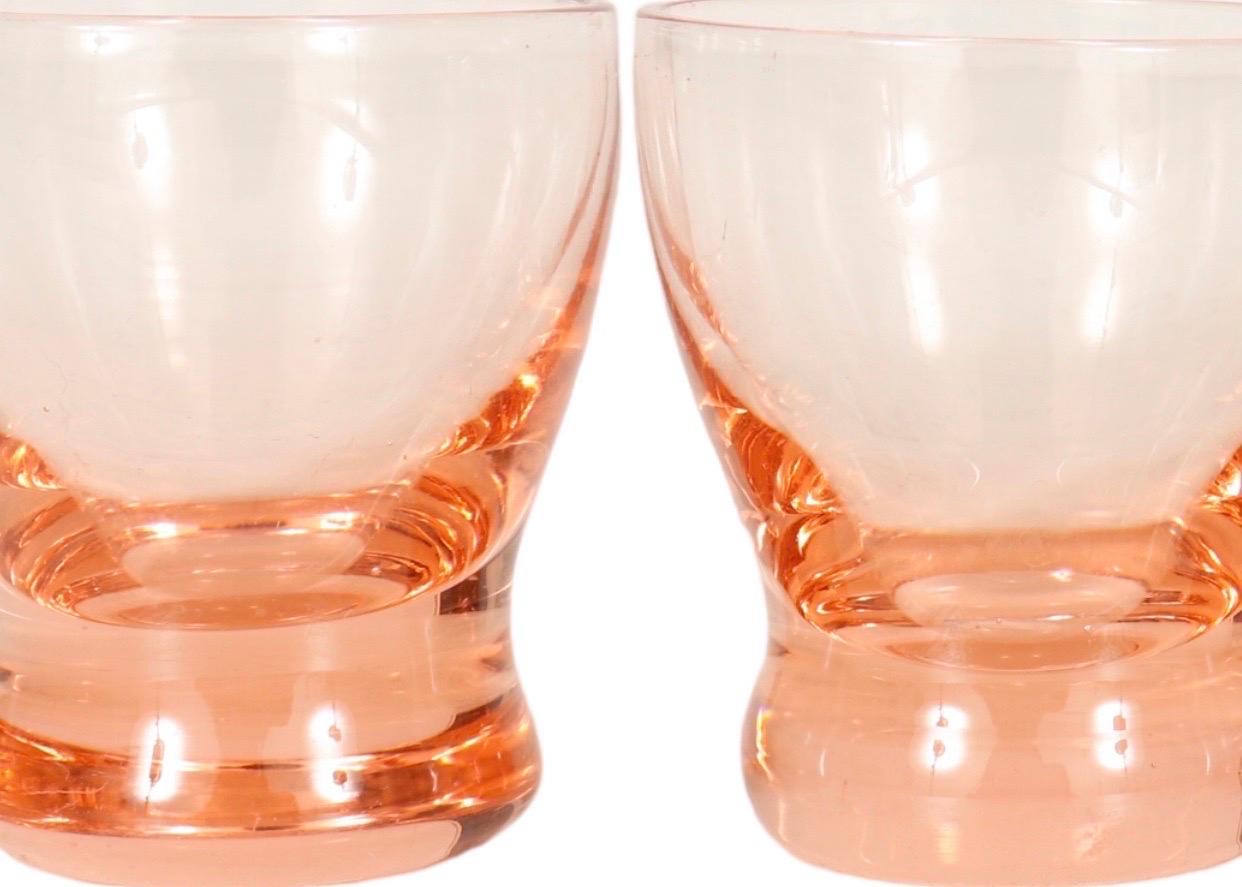Mid-Century Blush Shot Glasses, Set of 4 In Good Condition For Sale In Bradenton, FL
