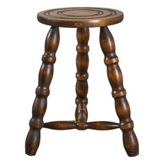 Mid century bobbin turned wooden stool side table
