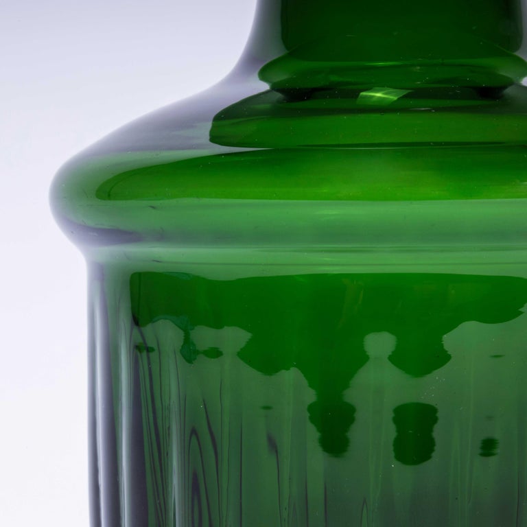 Mid Century Boda Afors Swedish Green Vase Art Glass For Sale at 1stDibs