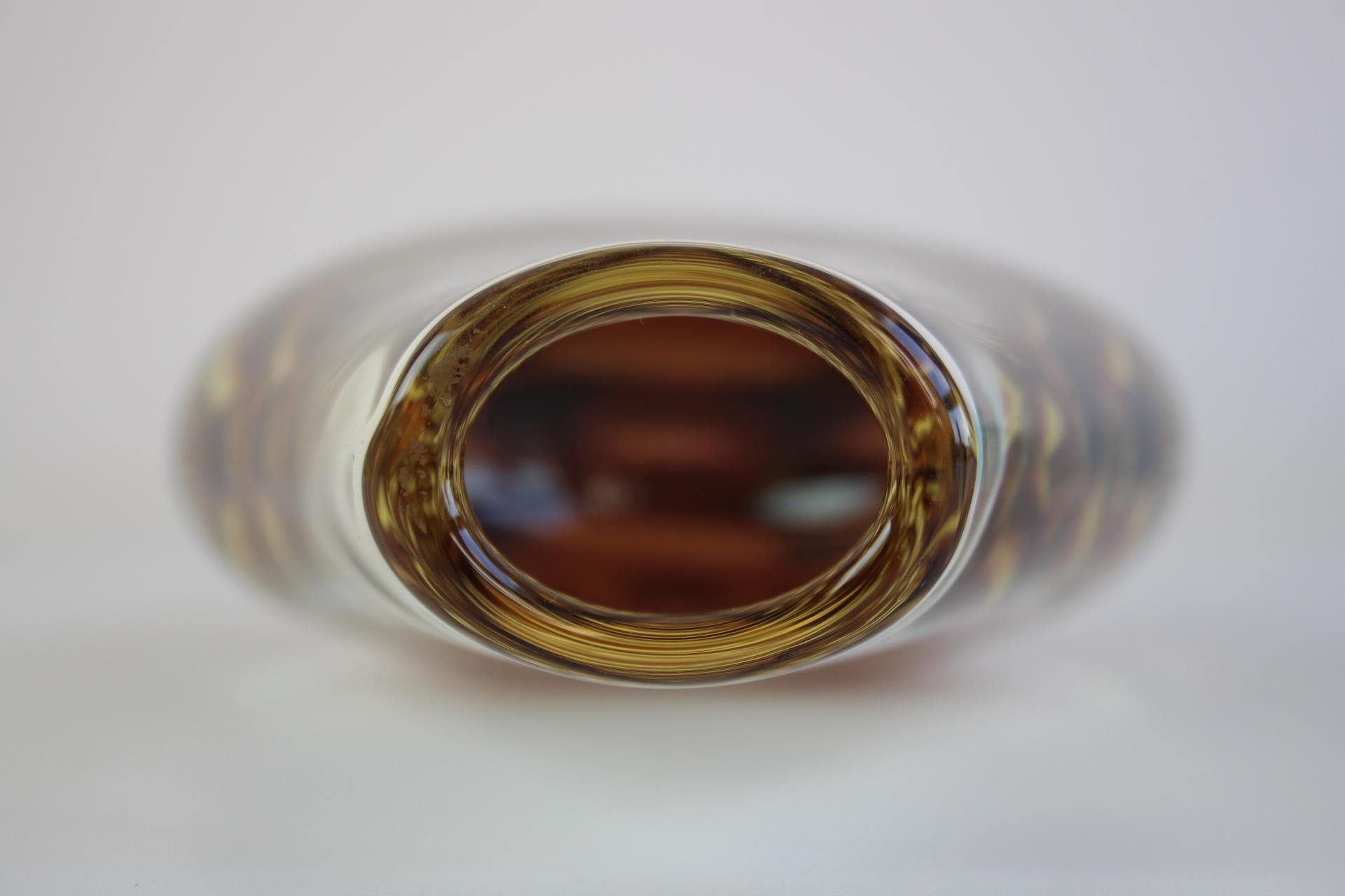Czech Mid-Century Bohemian Amber Art Glass Vase by ZBS For Sale