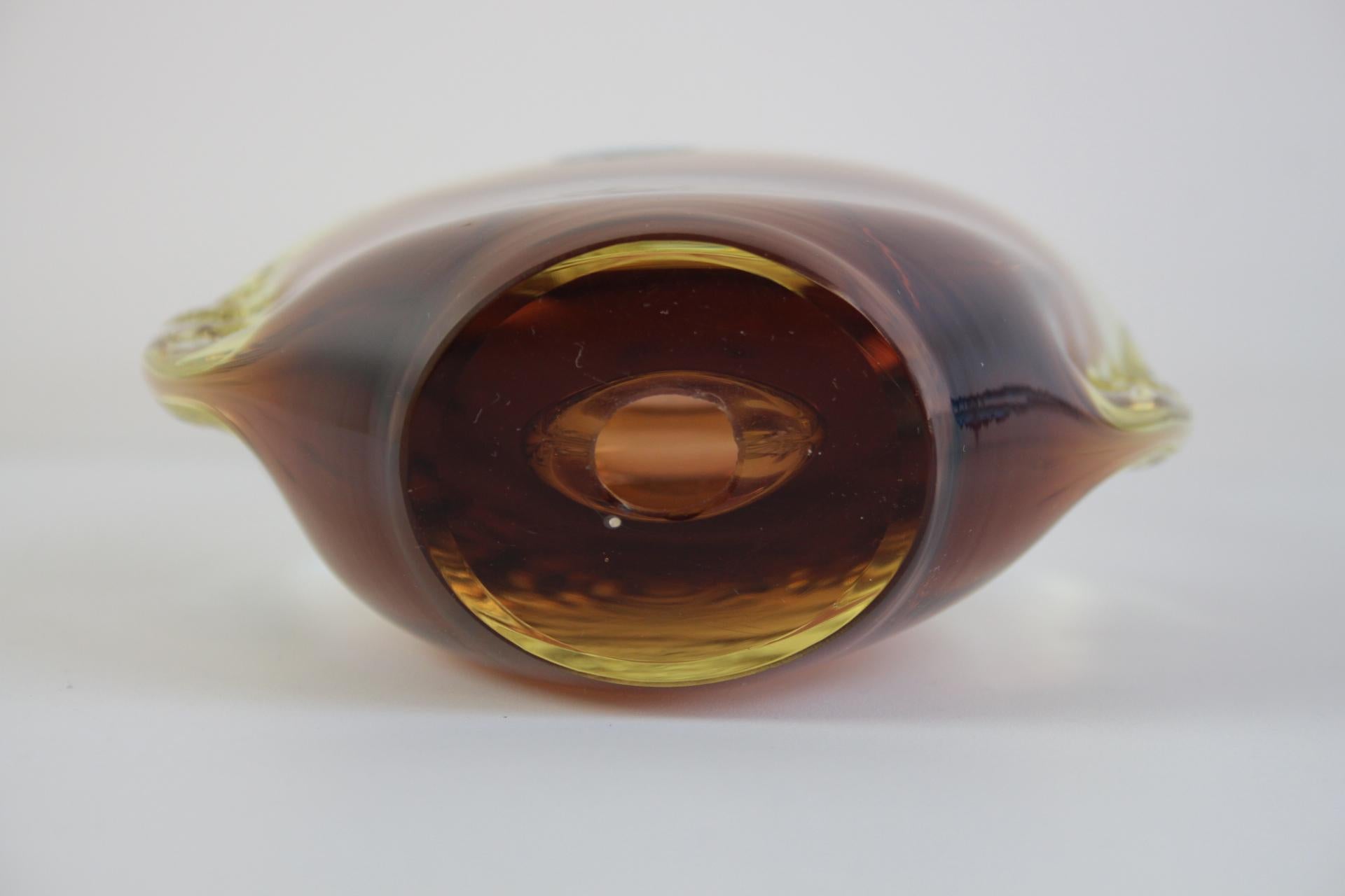 Mid-Century Bohemian Amber Art Glass Vase by ZBS For Sale 1