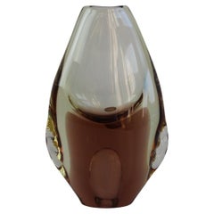 Mid-Century Bohemian Amber Art Glass Vase by ZBS